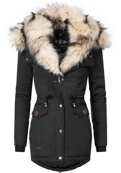 Navahoo Wintermantel Sweety abgefahrener Winterparka m. 2 Kunstpelz-Kapuzen