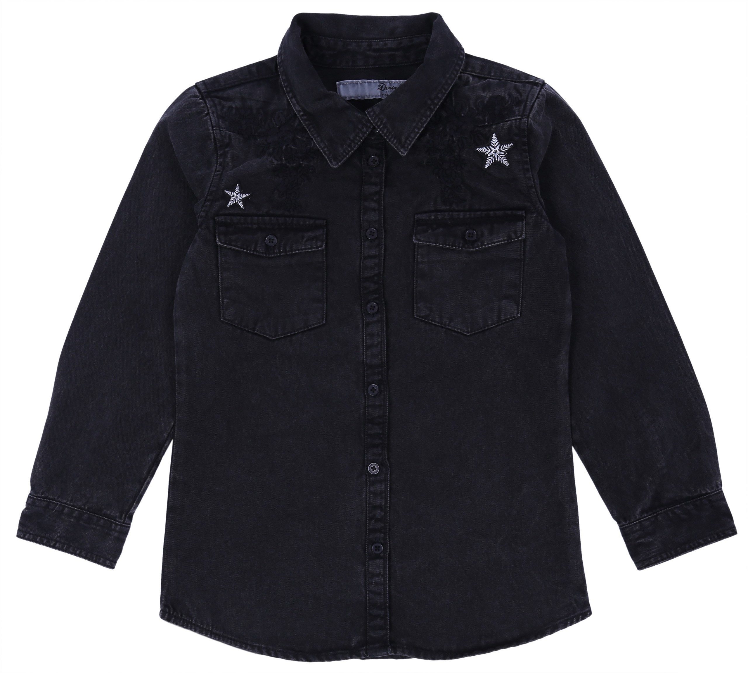 Sarcia.eu Langarmhemd Jeanshemd feine Baumwolle Aufnäher Stickerei DENIM CO 2-3 Jahre