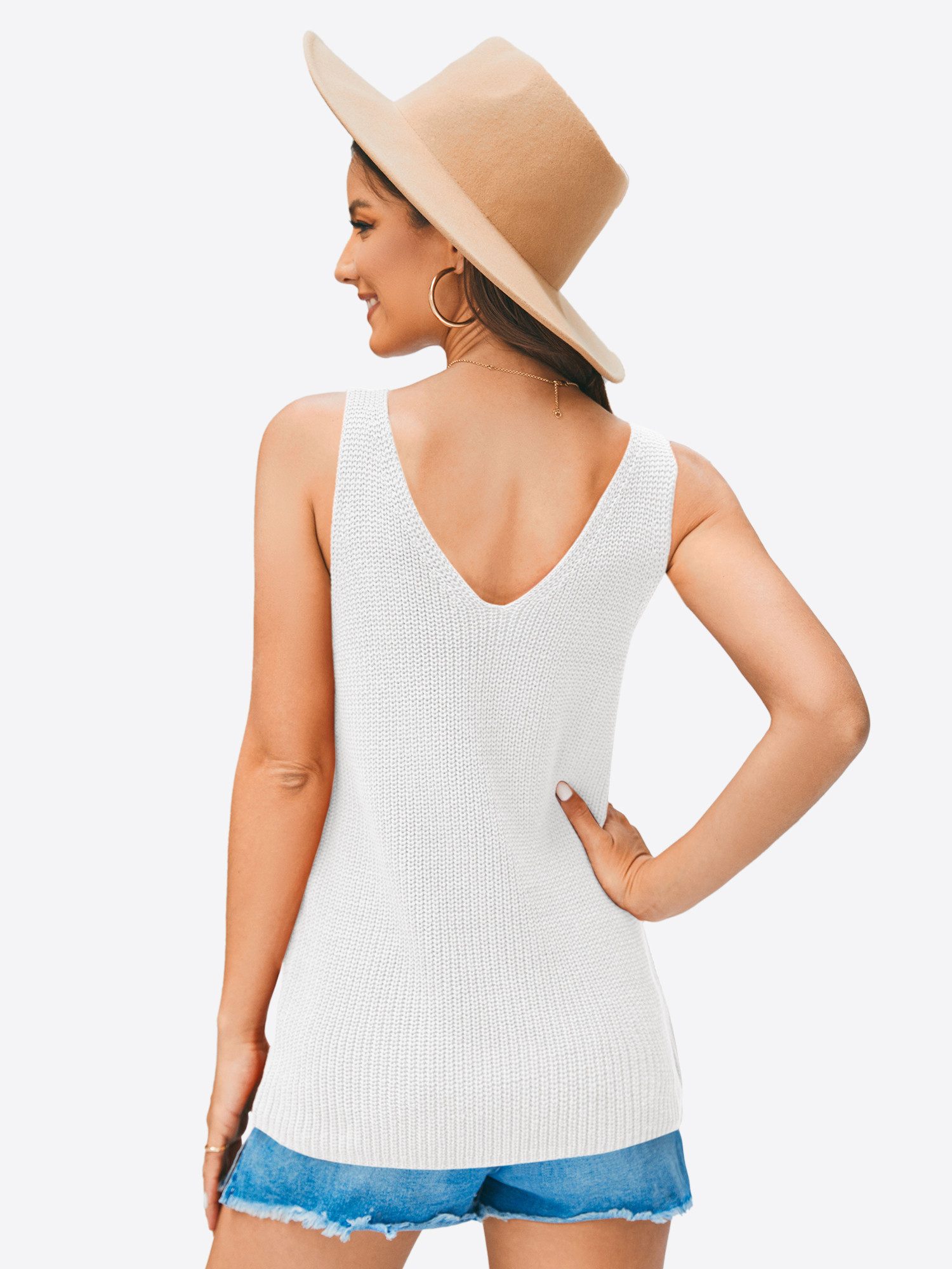 Imily Bela Ripptanktop Damen V-Ausschnitt Geripptes Casual Oberteil (Packun günstig online kaufen