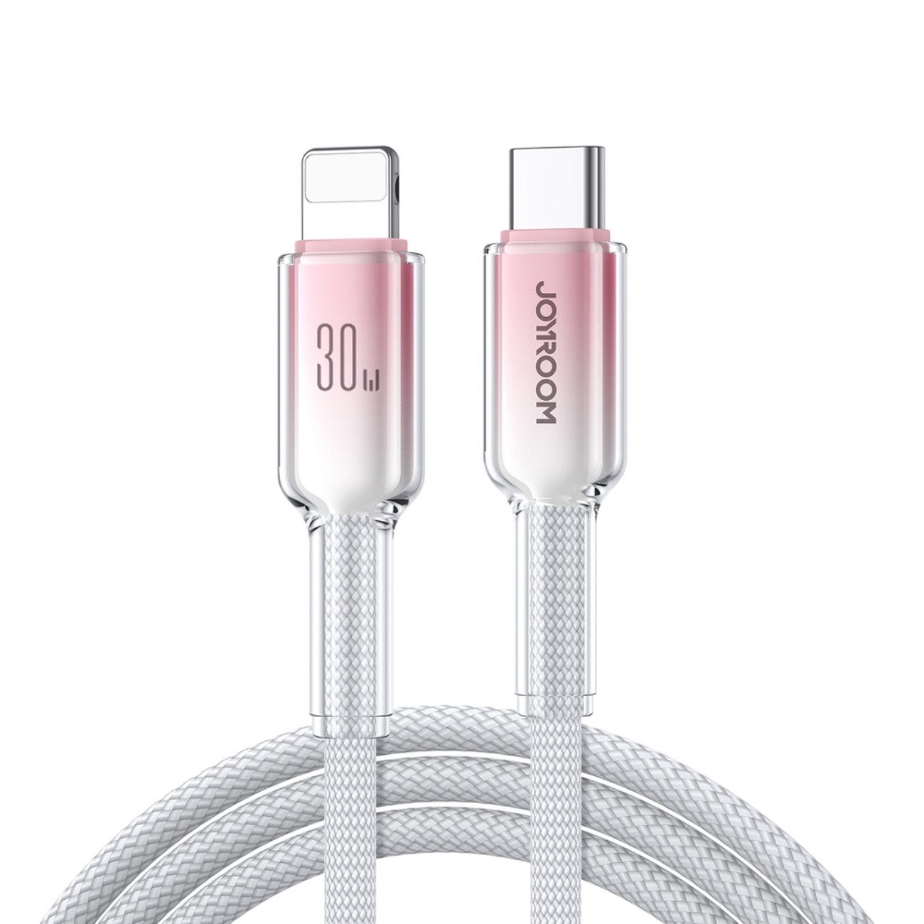 JOYROOM Crystal-Clear USB-Kabel, (120 cm), USB-C auf Lightning Kabel 30W, 1,2m, Nylon, Schnellladen