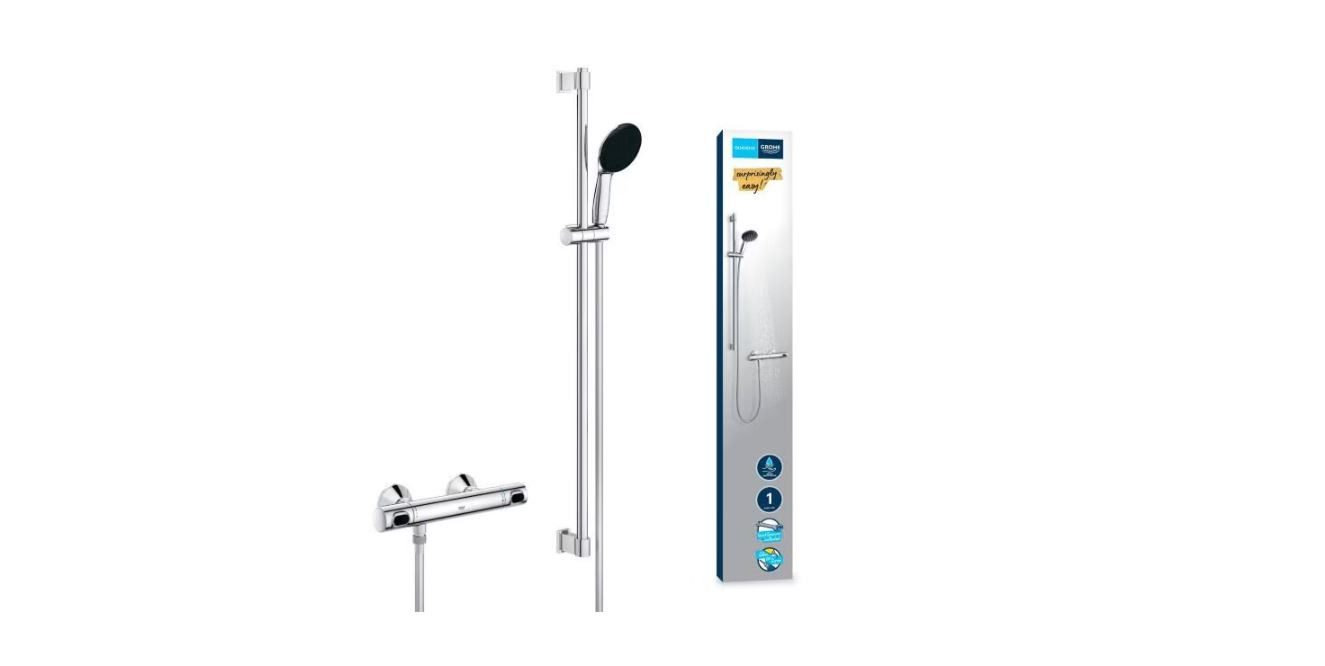 Grohe Wannenarmatur Precision Flow Thermostat Brausebatterie, Quickfix, chrom (34805001)