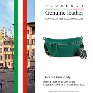 FLORENCE Gürteltasche Florence Echtleder BomBag Damen extra groß (Gürteltasche), Damen Leder Gürteltasche, hellgrün ca. 37cm x ca. 20cm