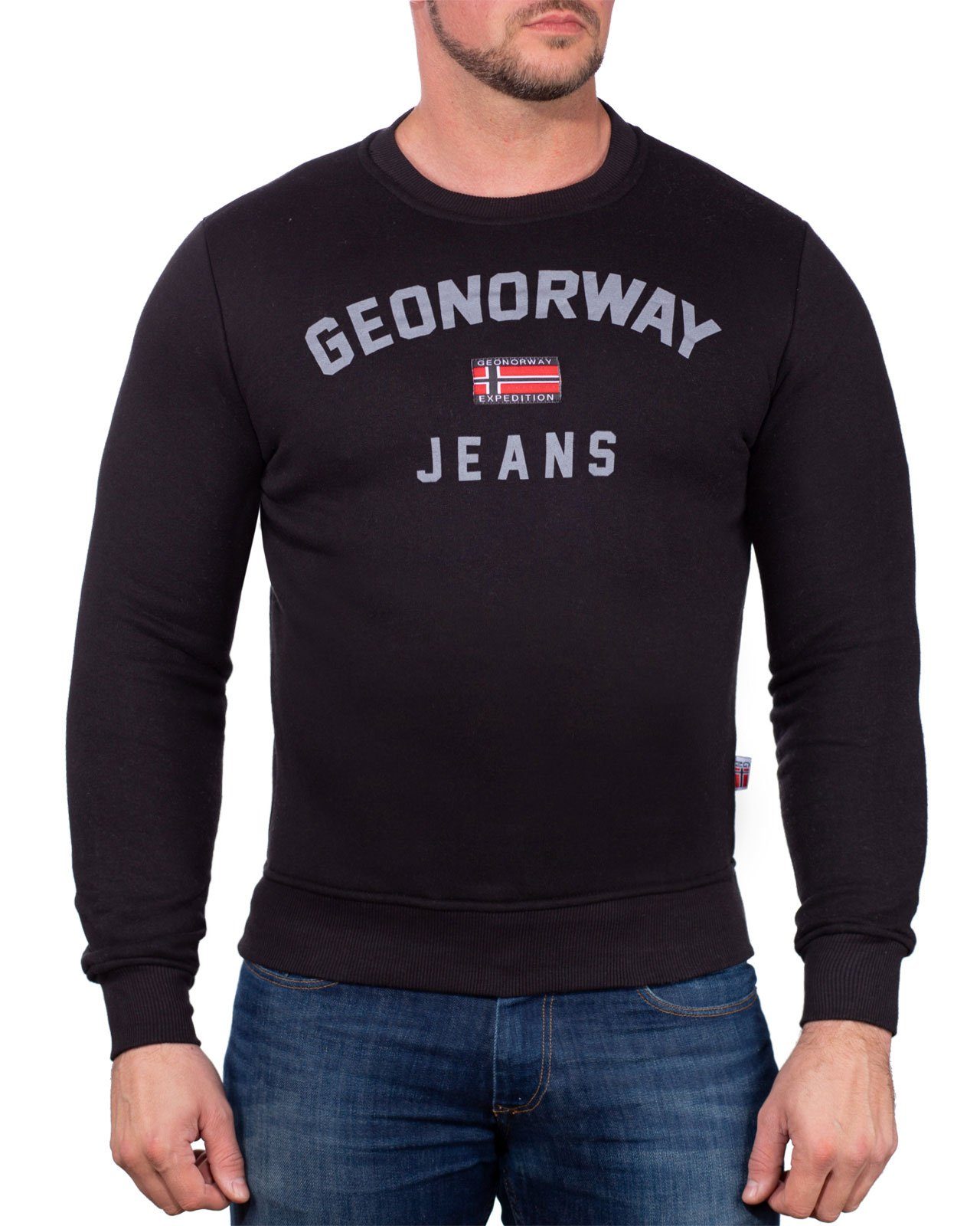 Geo Norway Rundhalspullover Herren Regular Fit Pullover bagassier Elegantes Design mit Logo