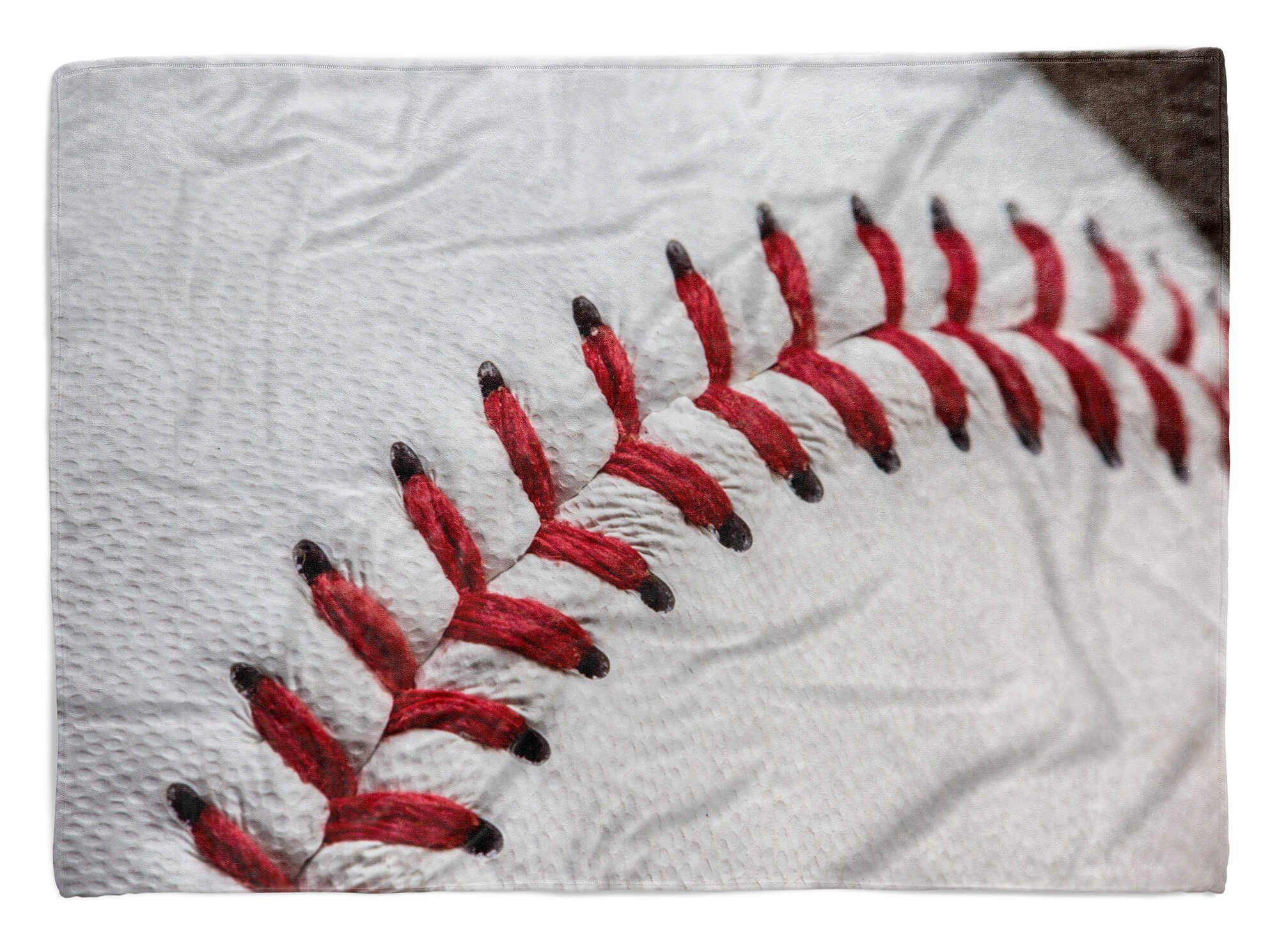 (1-St), Handtuch Saunatuch rote Naht, Baseball Sinus Kuscheldecke mit Baumwolle-Polyester-Mix Strandhandtuch Art Handtücher Handtuch Fotomotiv