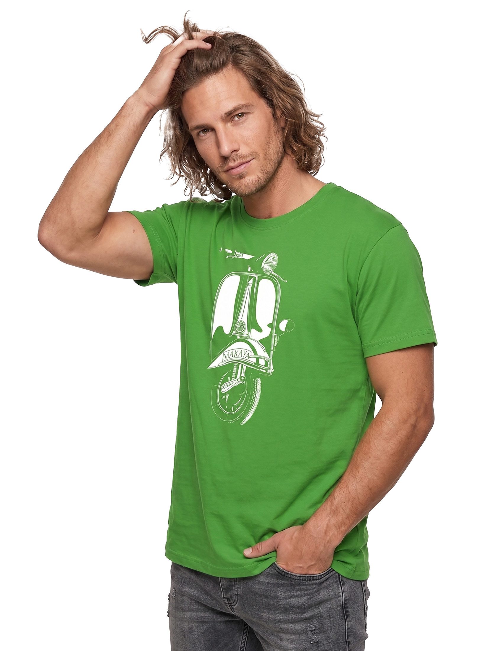 MAKAYA T-Shirt Herren Vintage Hippie Roller Scooter 60er 70er 80er Jahre Motiv Retro mit Druck