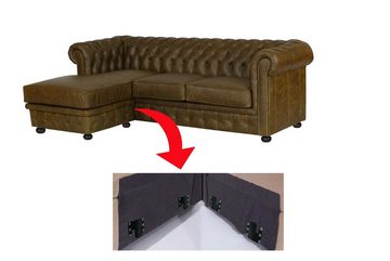 Salottini Chesterfield-Sofa Chesterfield Ecksofa Springfield Deluxe Eckcouch braun, 2 Teile, Handarbeit, Vollleder