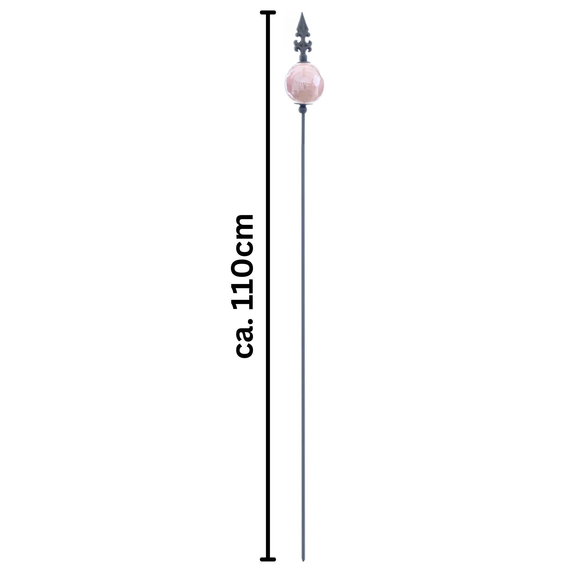 naninoa GmbH Gartenstecker Metall Stecker französische Lilie Gartenstecker ROSA 110cm