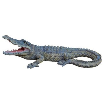 Fachhandel Plus Tierfigur Dekofigur Krokodil Ansgar lebensechte Tierfigur Alligator Reptil, handbemalt, lebensecht, wetterbeständig