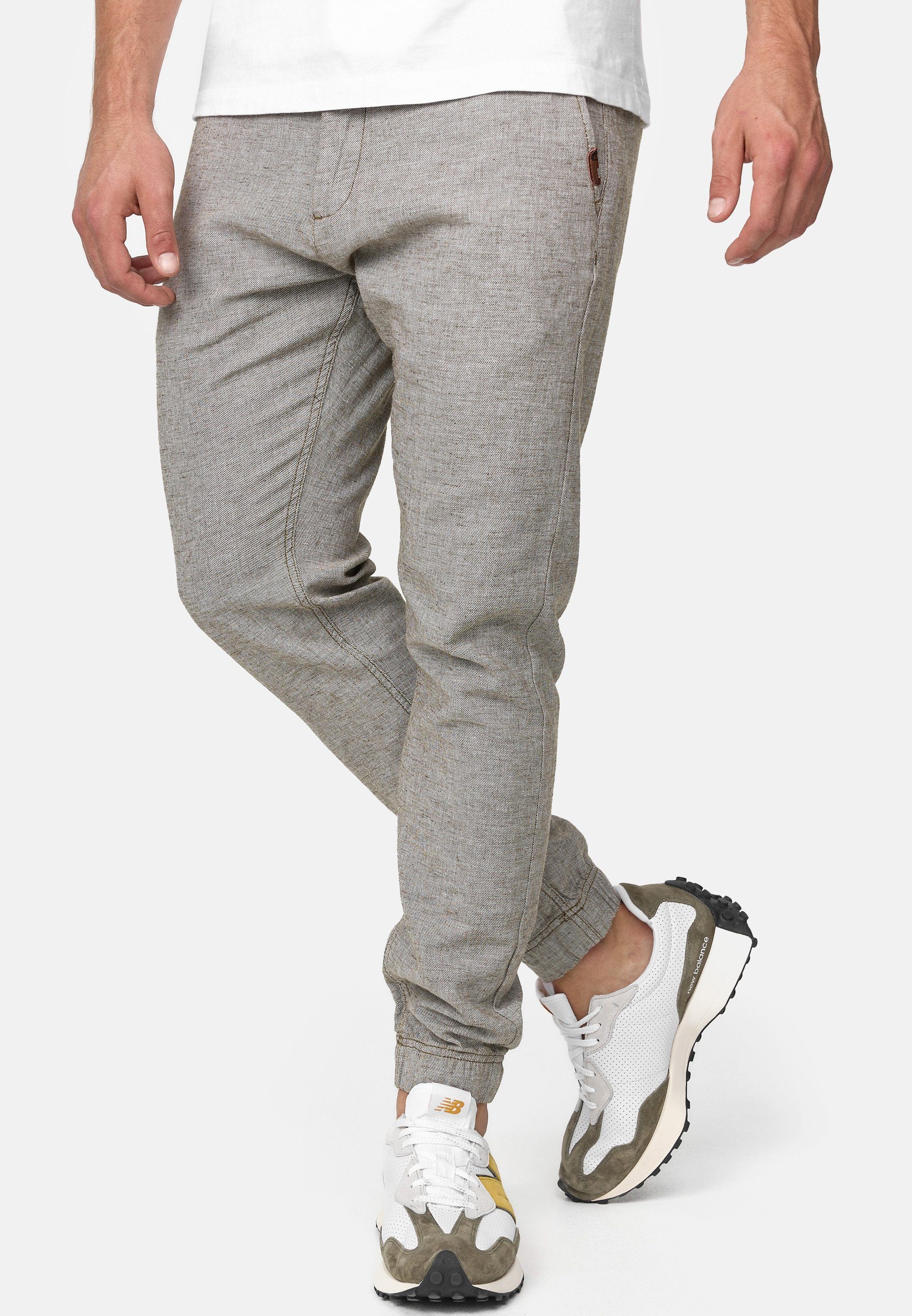 Indicode Leinenhose Herren Blnda Sommerhose Leinen Herrenhose samt dekorativem Gürtel aus Kordeln