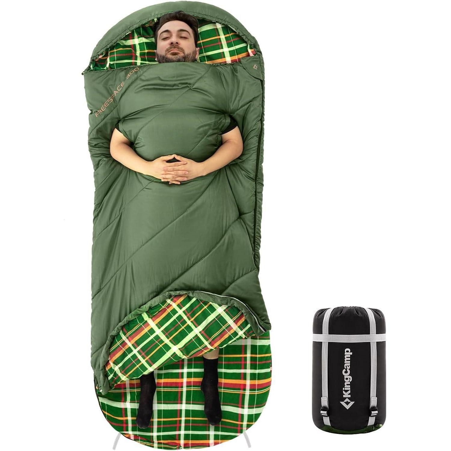 LuxusKollektion Deckenschlafsack Flanellschlafsack 4 Jahreszeiten XXL warm mit Armöffnungen Green