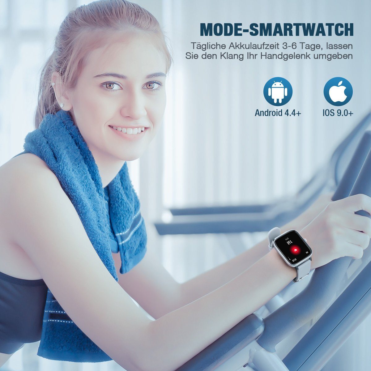 Anrufe, Bluetooth HD Damen IP67 Telefonfunktion/WhatsApp 1.7" Uhr mit Wasserdicht,1.70" Aktivitätstracker mit mit Tracker Uhren Fitnessuhr iOS/Android Notiz,Smartwatch cm/1.7 Watch Zoll) Blutsauerstoff/Pulsmesser/Sportuhr/Schrittzähler/Schlafmonitor ombar Touch Blau Touchscreen (Fitnessuhr usw Screen Herren Fitness Voll Tracker SmartWatch Voll für Smartwatch