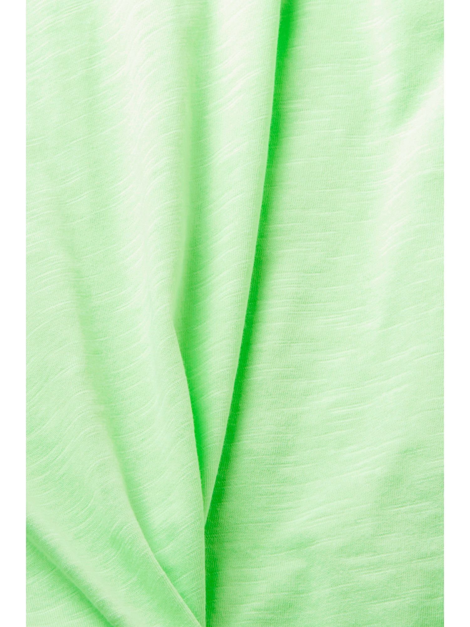 Esprit T-Shirt T-Shirt GREEN Slub Baumwolle aus (1-tlg) CITRUS