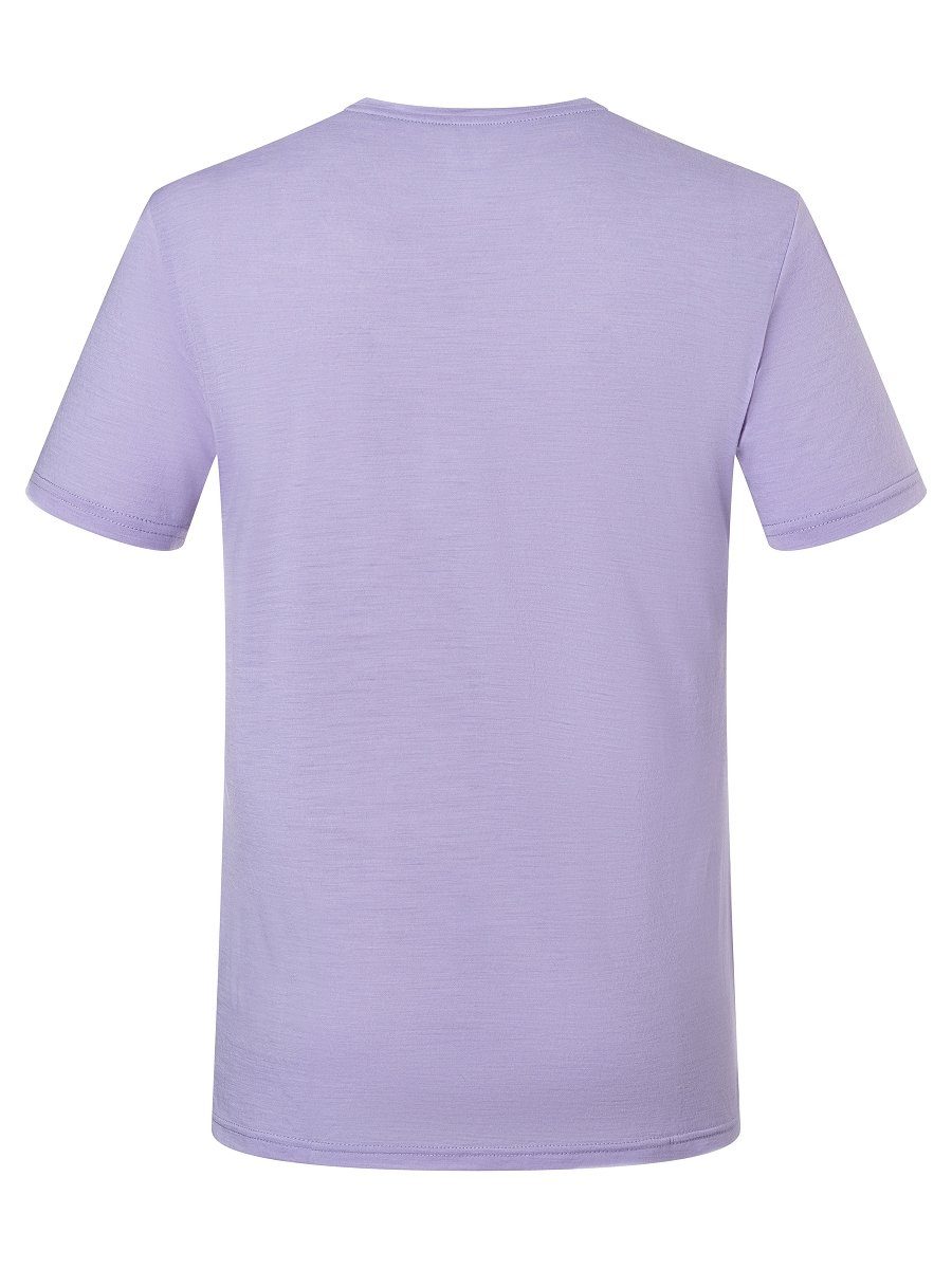 Merino lässiger Merino-Materialmix TEE Lavender/Blueberry M GRAVEL T-Shirt Print-Shirt SUPER.NATURAL