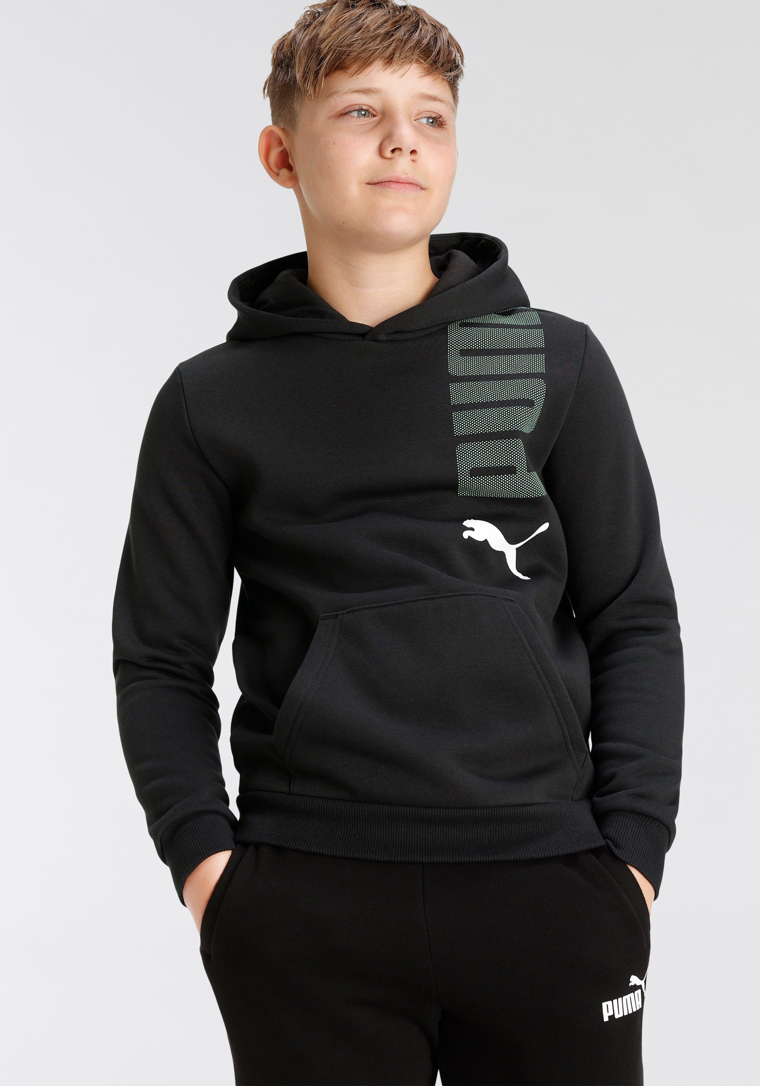 PUMA Kapuzensweatshirt ESS+ LOGOLAB Hoodie FL B, Ärmelabschluss mit  elastischem Bund | Sweatshirts