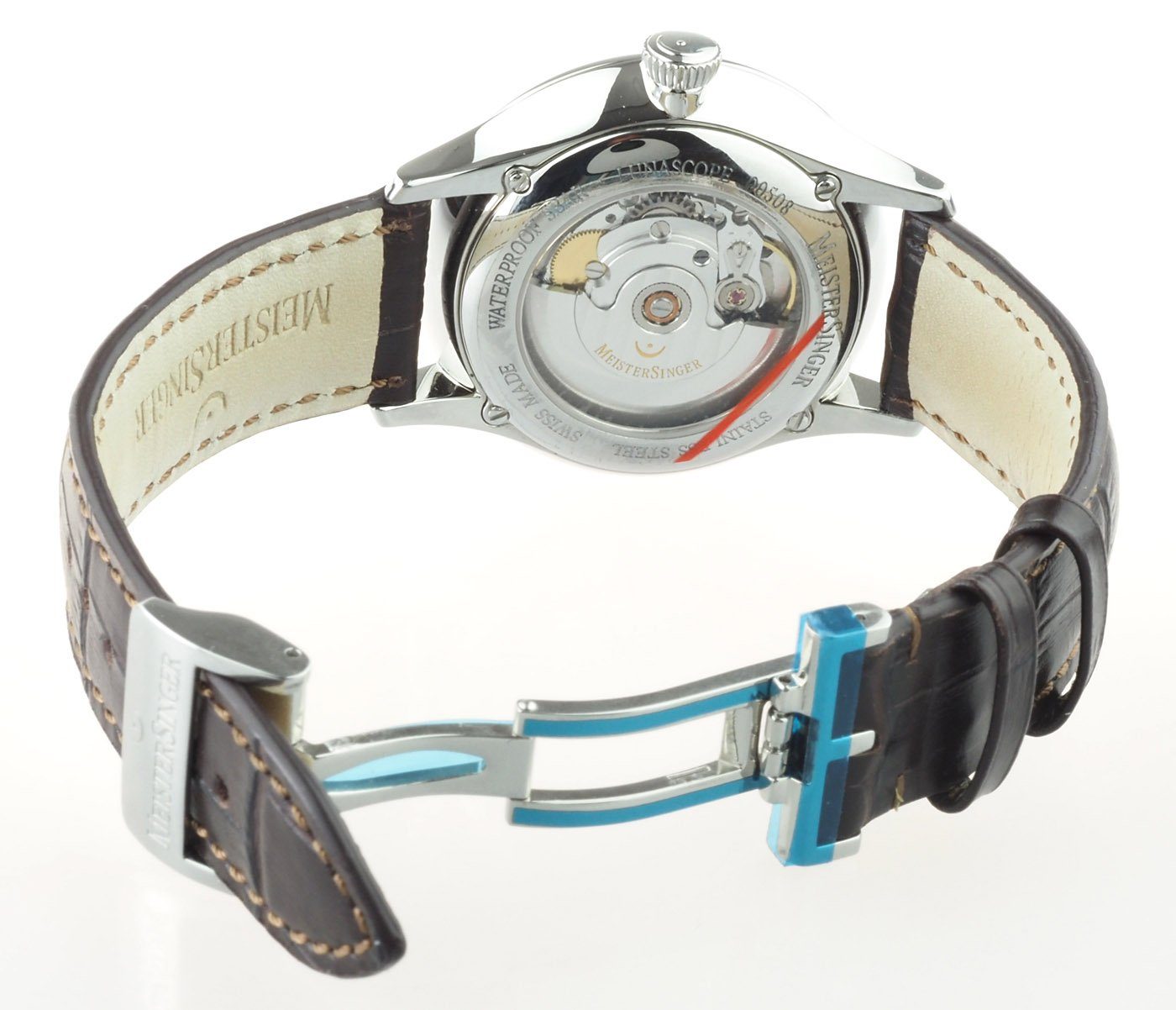 Automatikuhr Lunascope Automatik Herren Uhr LS901 Meistersinger Einzeiger Uhr, Mondphasenanzeige