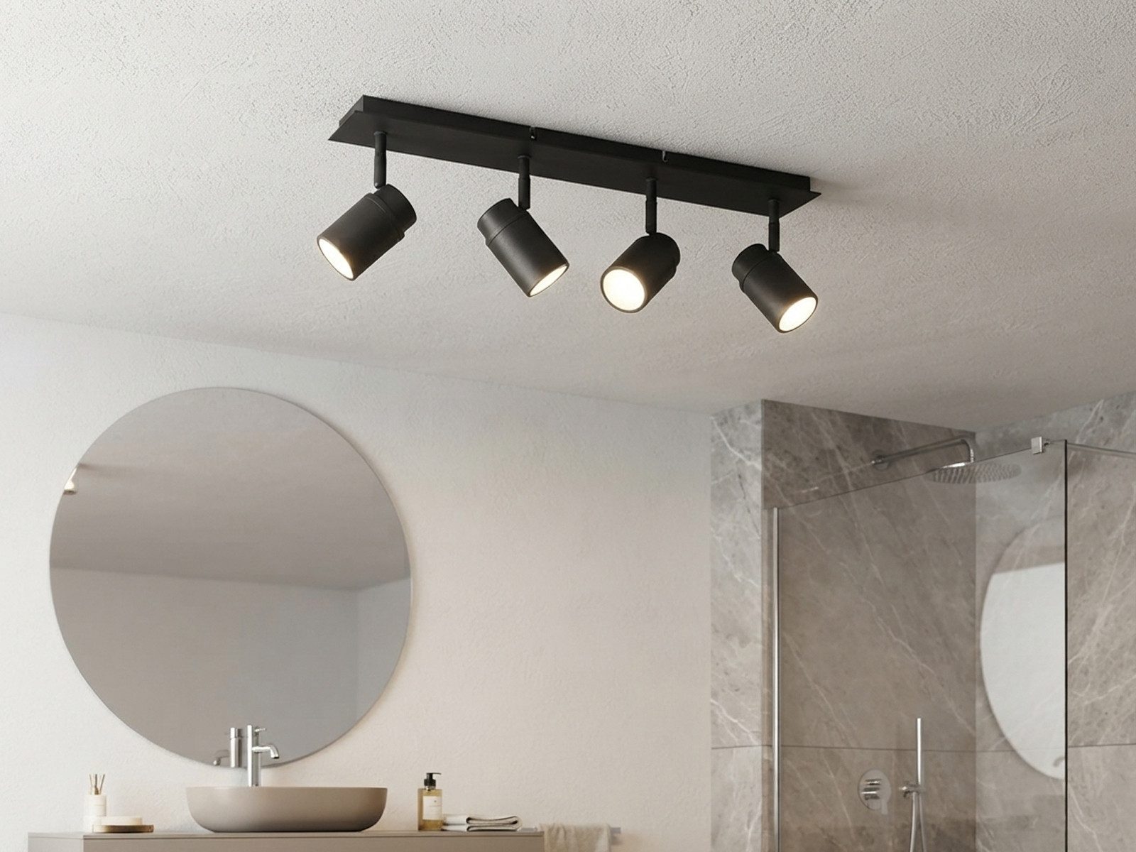 TRIO Leuchten LED Deckenstrahler Badezimmer geeignet, Breite 52cm, dimmbar, LED wechselbar, Warmweiß, innen Bad-Lampe Decke, Strahler schwenkbar inkl. GU10 LED – Bild 2 von 5