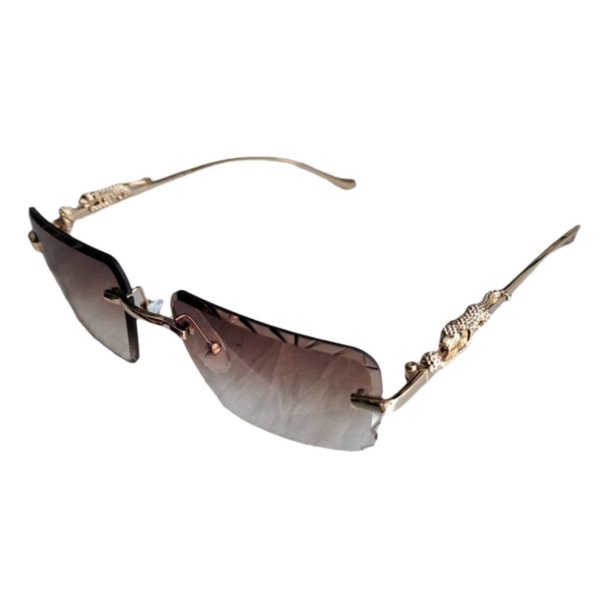 emeco Sonnenbrille Sonnenbrille Randlos Rechteckig Rahmenlos Damen Herren Brille E5815 BR