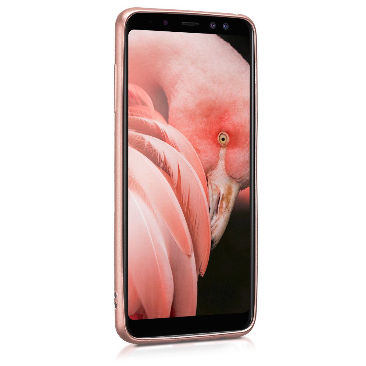 kwmobile Handyhülle Handyhülle für Samsung Galaxy A8 (2018) Hülle, Silikon Case metallisch schimmernd - Schutzhülle Cover