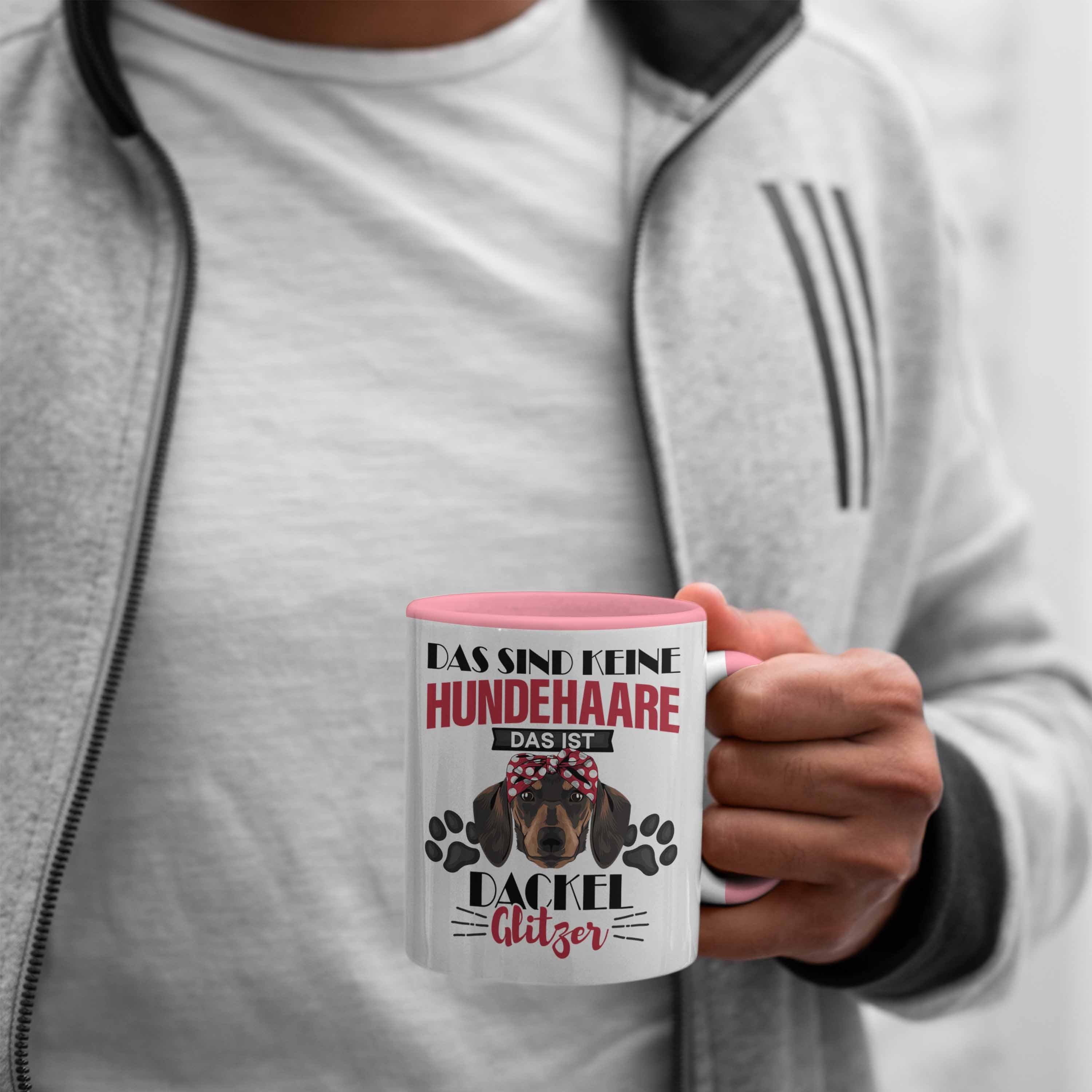 Geschenk für Tasse Dackel-Besiterin Tasse Frauchen Mom Grafik Dackel Rosa Geschen Trendation