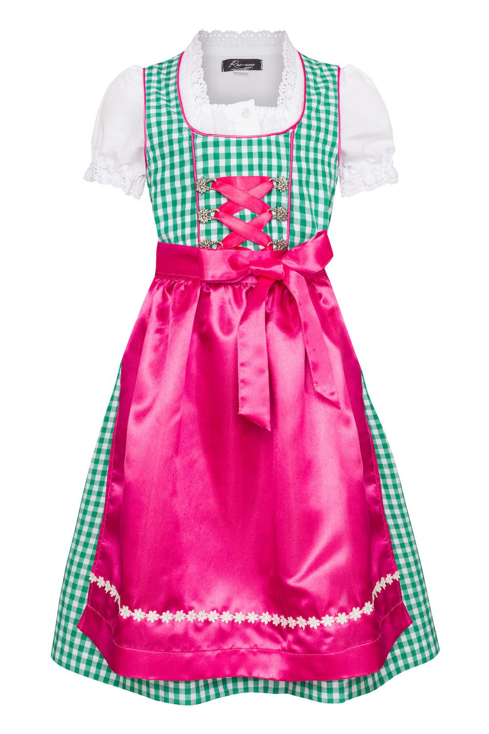Ramona Lippert Dirndl Mia kariert grün pink Kinderdirndl für Mädchen mit Bluse
