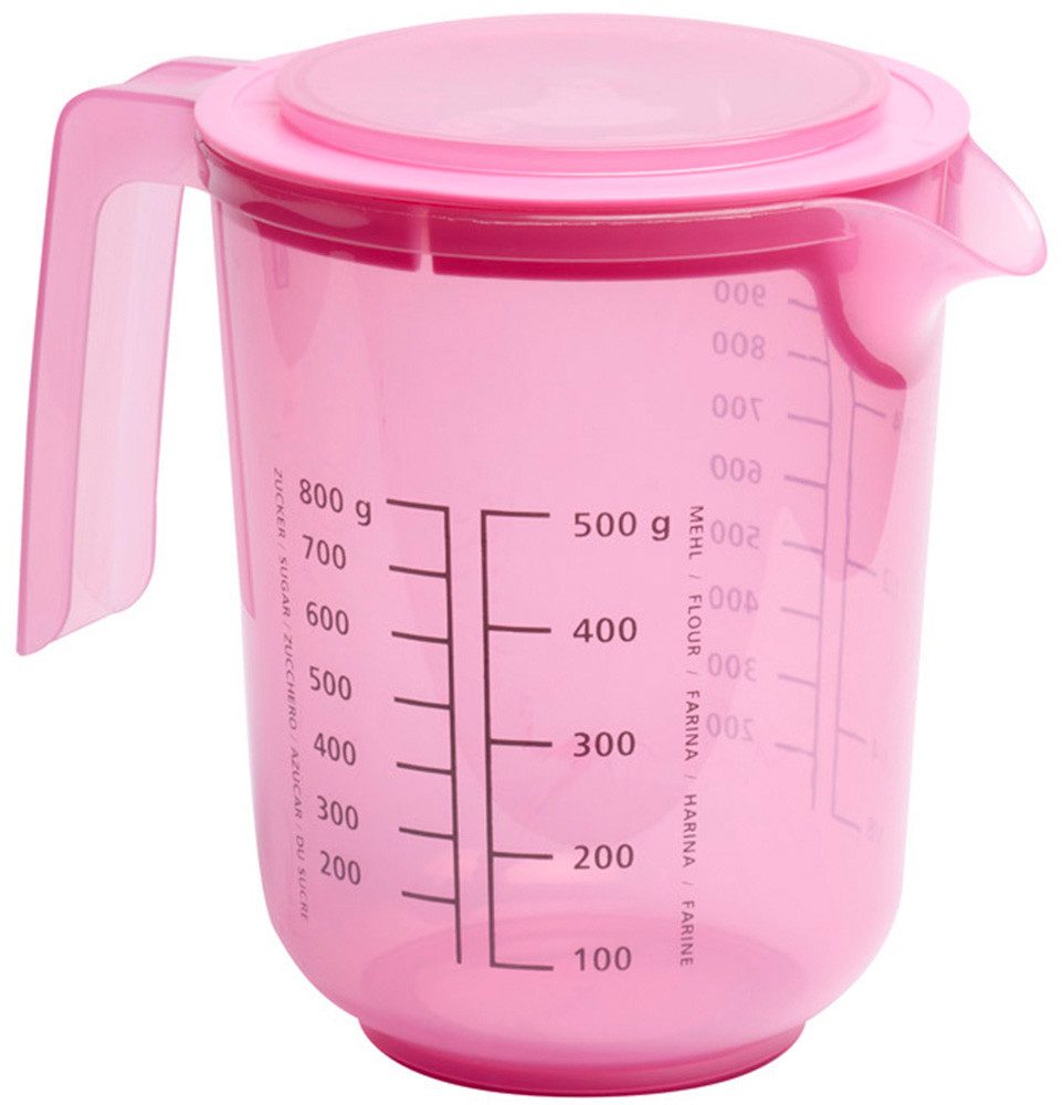 APS Rührschüssel - Rührbecher mit Deckel, inklusive Spritzschutz, Kunststoff, (1-tlg), Ø 12,5 cm, Höhe 16 cm, 1 Liter, aus Polypropylen