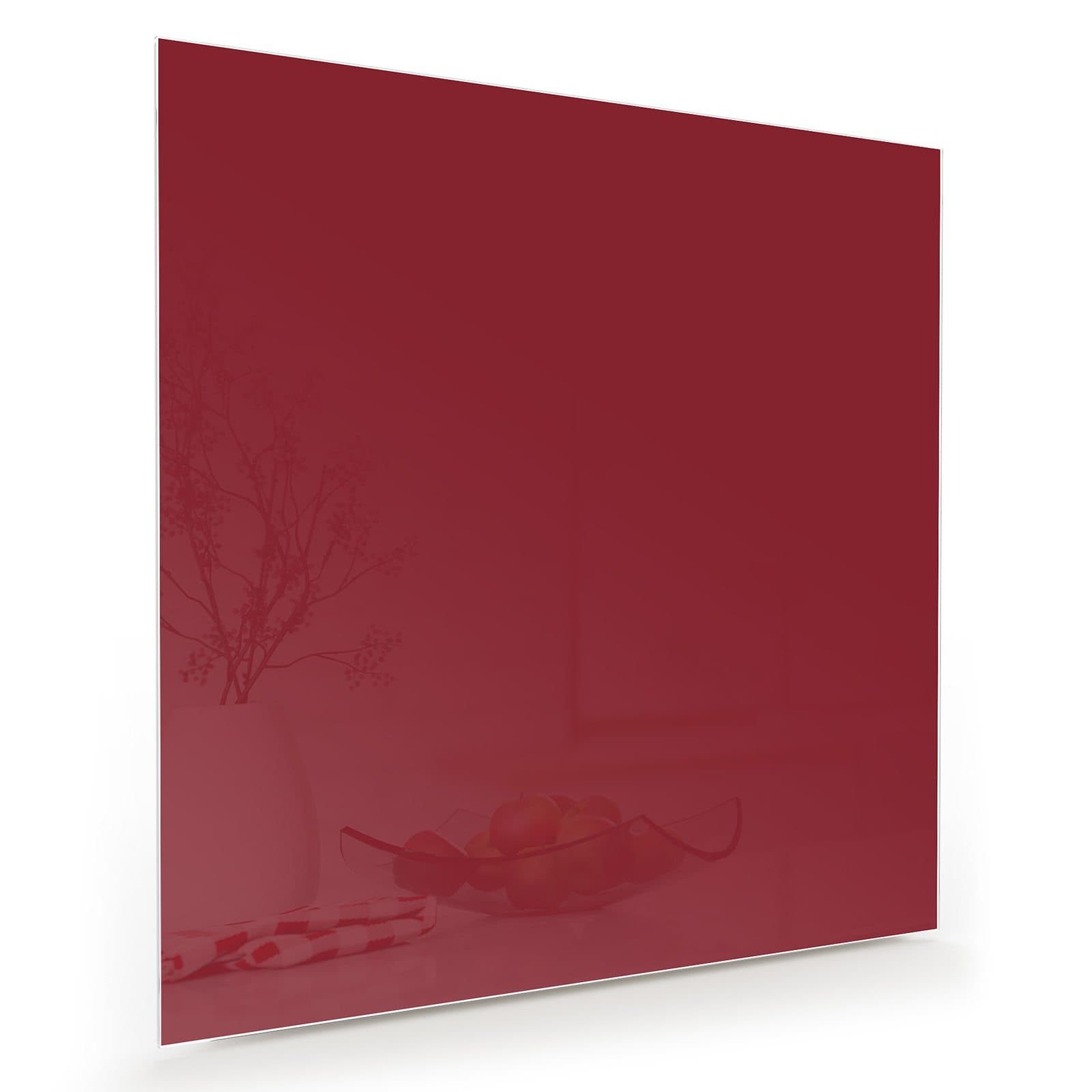 Primedeco Glasbild Wandbild Quadratisch Weinroter Hintergrund II mit Aufhängung, Einfarbige Designs (21 verschiedene Größen, 1 St), Elegante Aufhängung