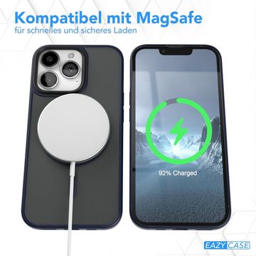 EAZY CASE Handyhülle Outdoor Case MagSafe für Apple iPhone 13 Pro 6,1 Zoll, Handyhülle stoßfest Silikon Case Etui Outdoorcase kratzfest Dunkelblau