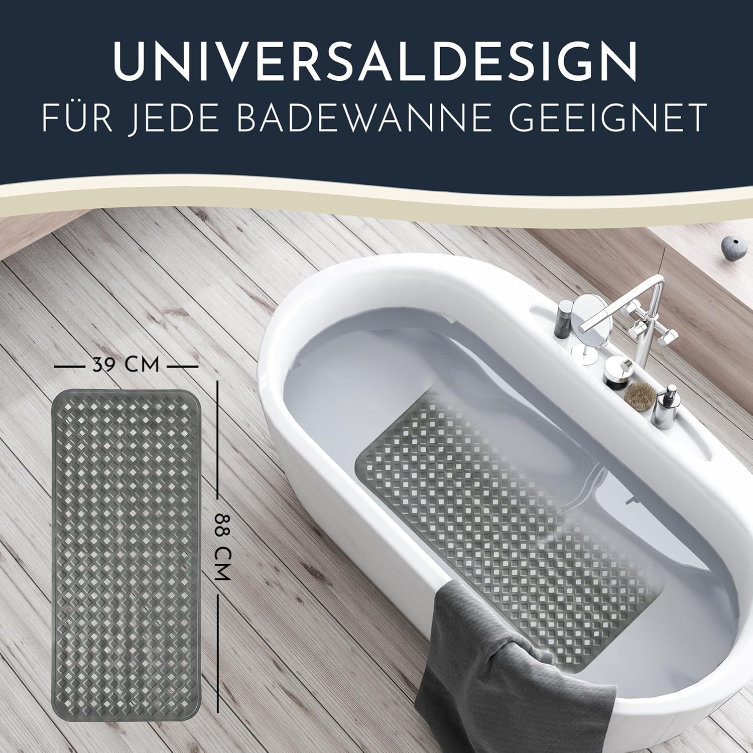 Homerella Badematte rutschfest Hautsensitiv 88x39cm, INKL. AUFHÄNGUNG, Anti günstig online kaufen