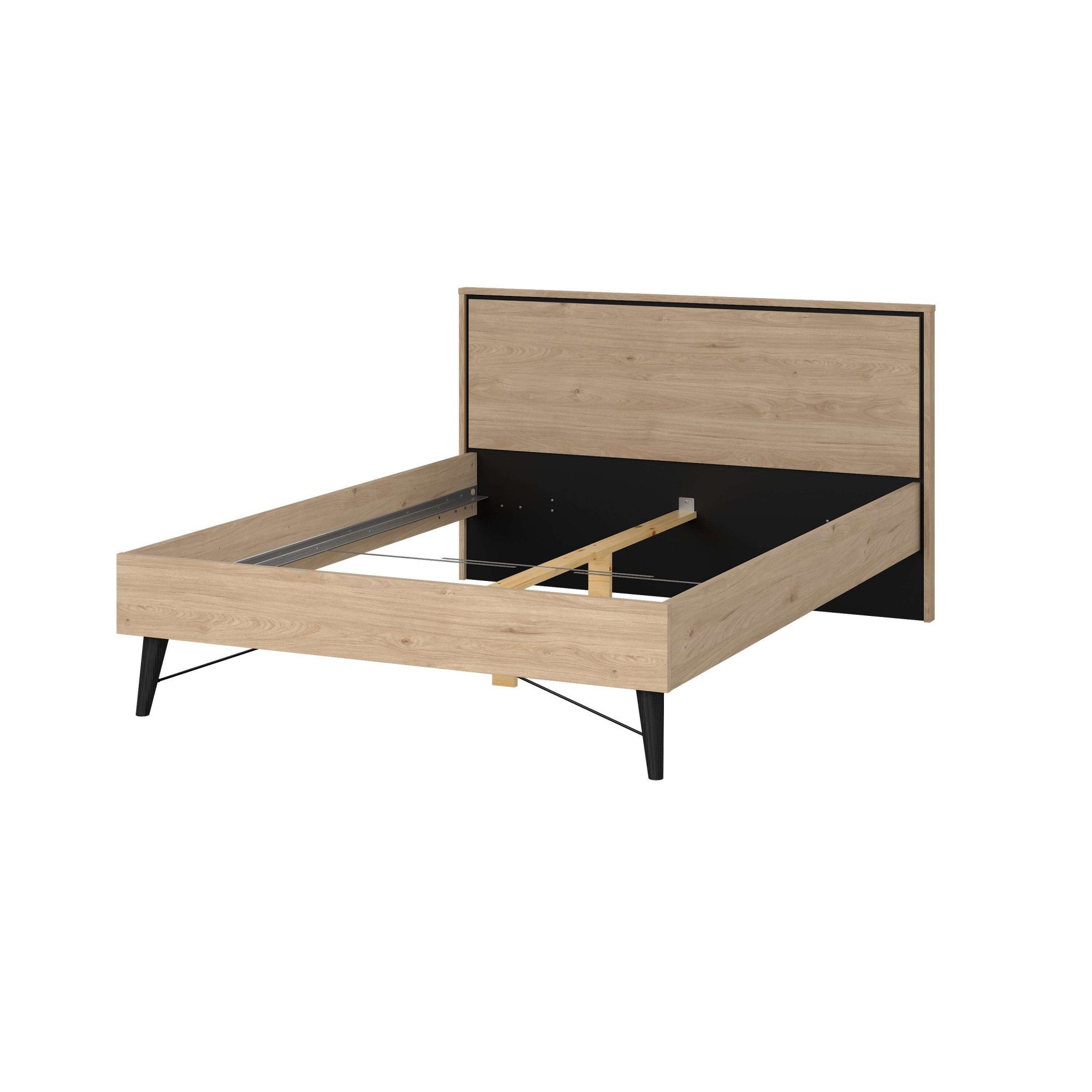 andas Bett Ry Bettrahmen, Bettgestell, Doppelbett, mit hohem Kopfteil, Beine aus Vollholz