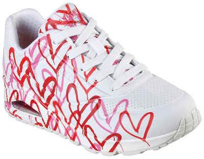 Skechers UNO-SPREAD THE LOVE Wedgesneaker mit auffälligem Graffiti-Print, Freizeitschuh, Halbschuh, Schnürschuh