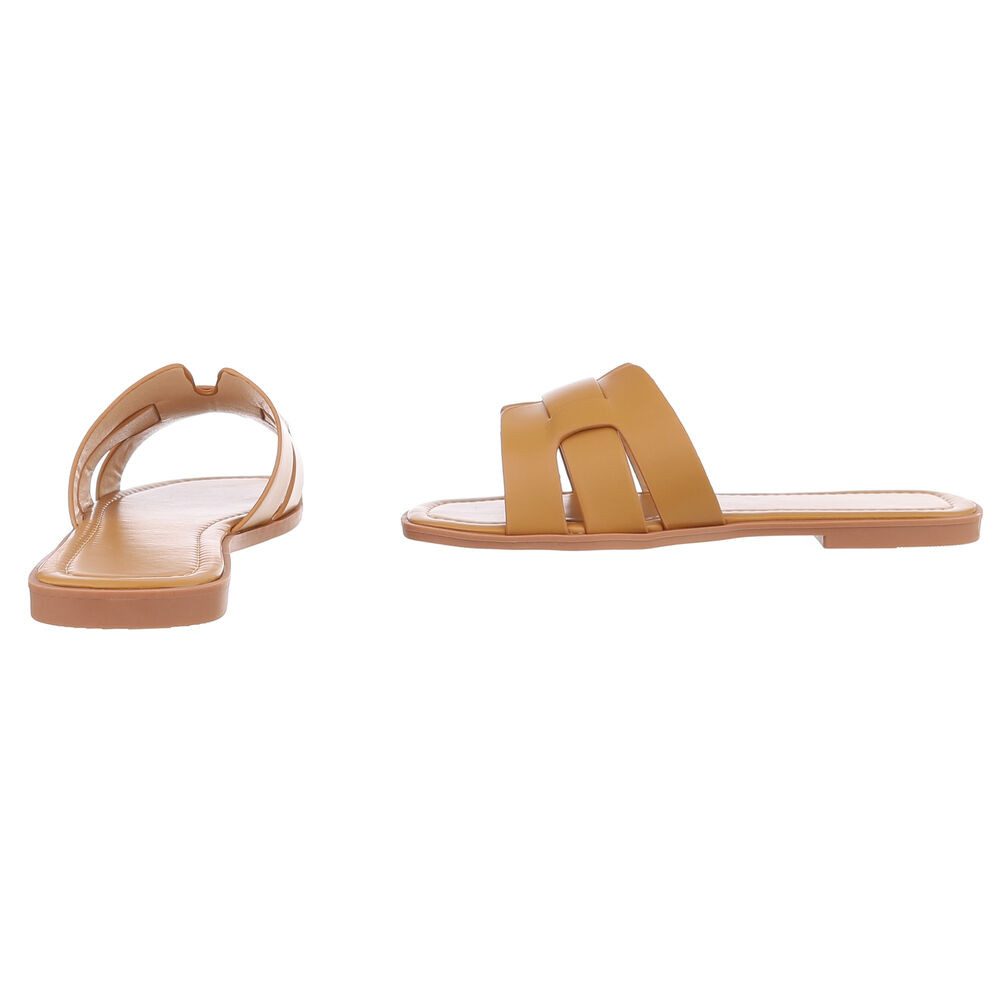 Ital-Design Moderne Sandalen für Freizeit und Sommervergnügen Pantolette (89322875) Blockabsatz Pantoletten in Camel – Bild 5 von 5