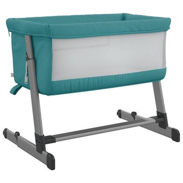 vidaXL Kinderbett Babybett mit Matratze Grün Leinenstoff Anstellbettchen Mobil