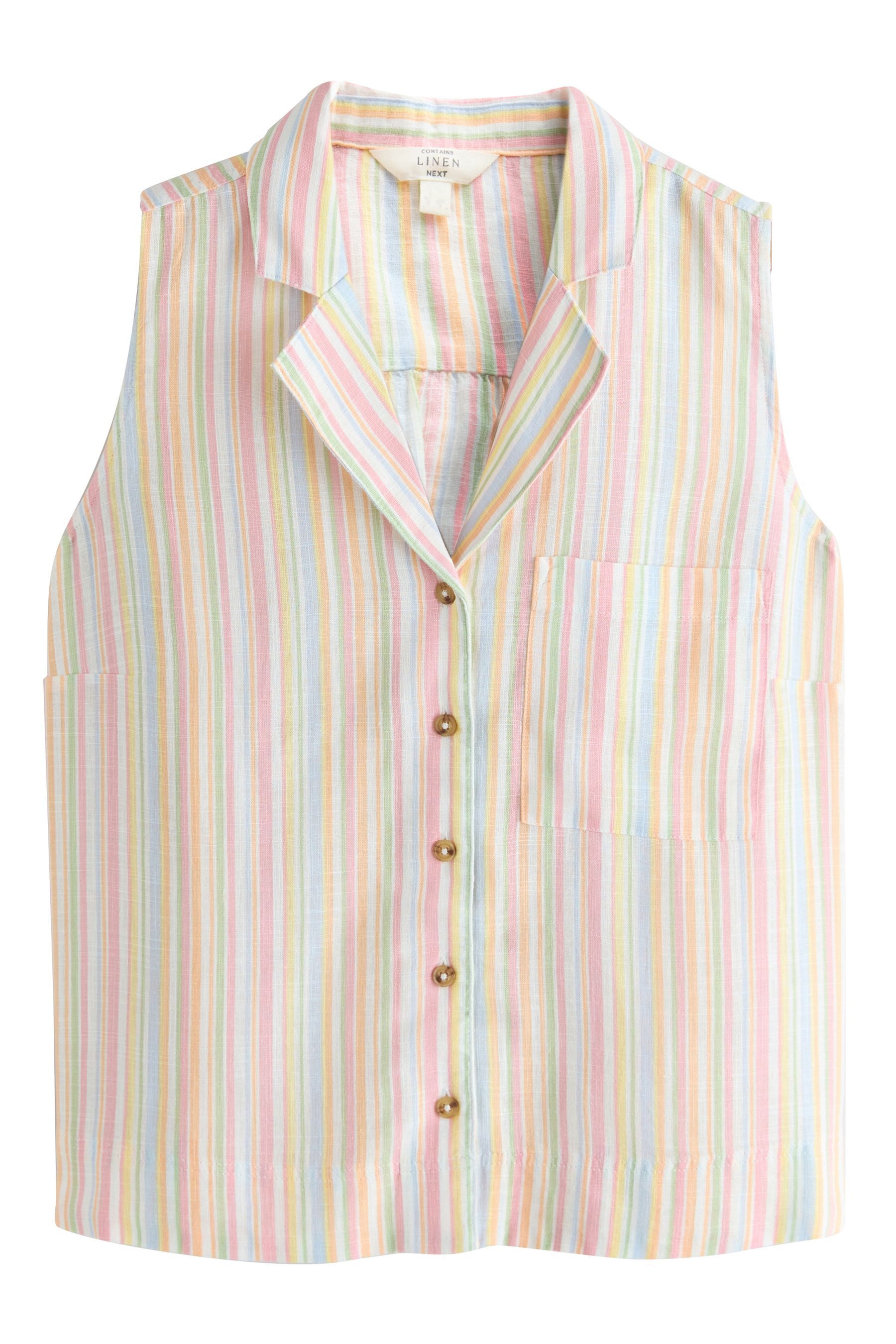 Next Hemdbluse Ärmellose Bluse mit Reverskragen und Leinenanteil (1-tlg)