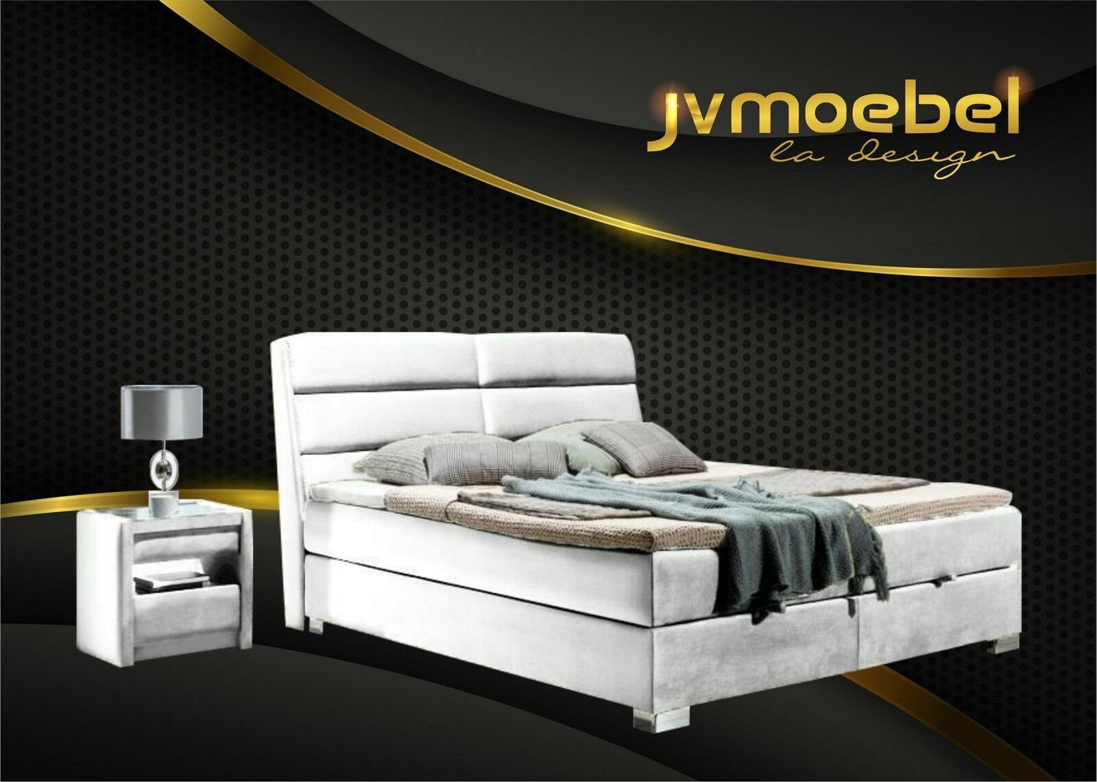 JVmoebel Schlafzimmer-Set, (Set, Bett, x2 Nachttische), Bett 2x Nachttisch 3 tlg. Schlafzimmer Set Design Möbel Modern Luxus Betten Neu Weiß