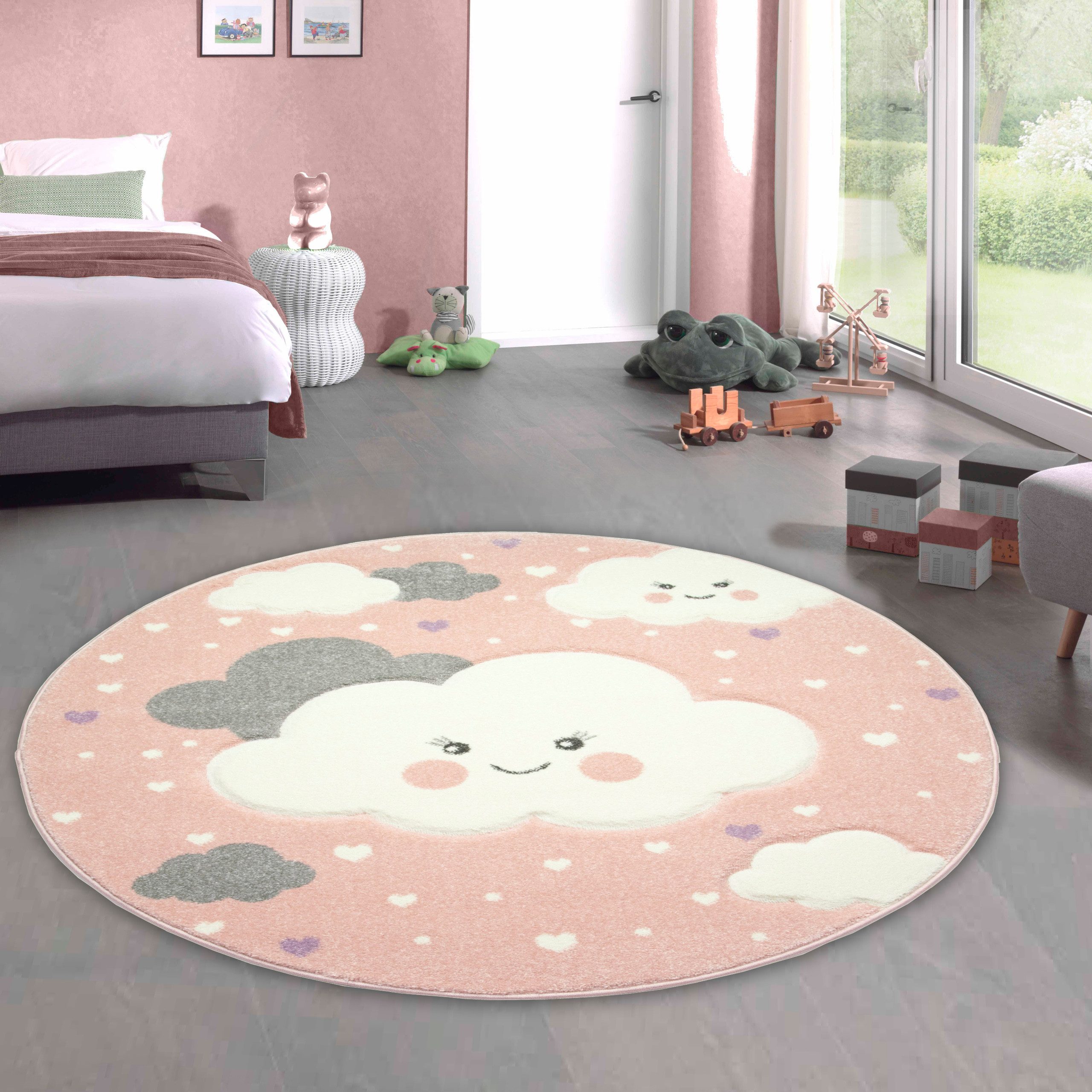 Carpetia Kinderteppich Verspieltes Motivdesign, rund, Höhe: 13 mm, pflegeleicht, strapazierfähig, handgearbeiteter Konturenschnitt