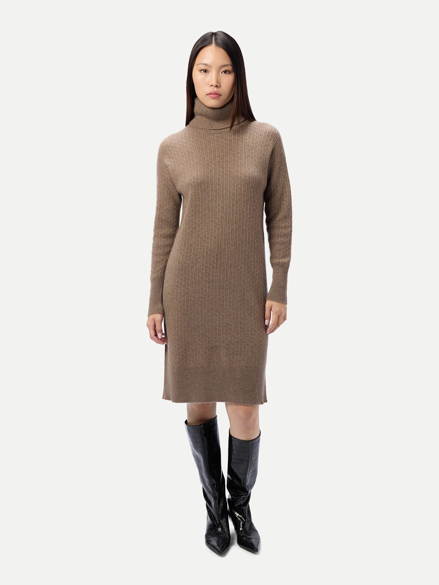 GOBI Cashmere Strickkleid Nahtloses Kaschmir-Kleid mit Rollkragen günstig online kaufen