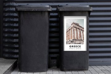 MuchoWow Wandsticker Griechenland - Athen - Parthenon (1 St), Mülleimer-aufkleber, Mülltonne, Sticker, Container, Abfalbehälter