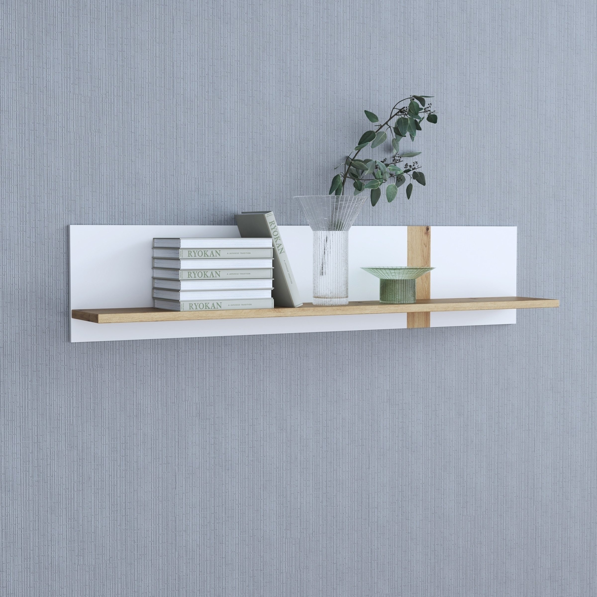 FORTE Wandboard in weiß / Artisan Eiche Dekor - 140x29,6x21,9cm (BxHxT)