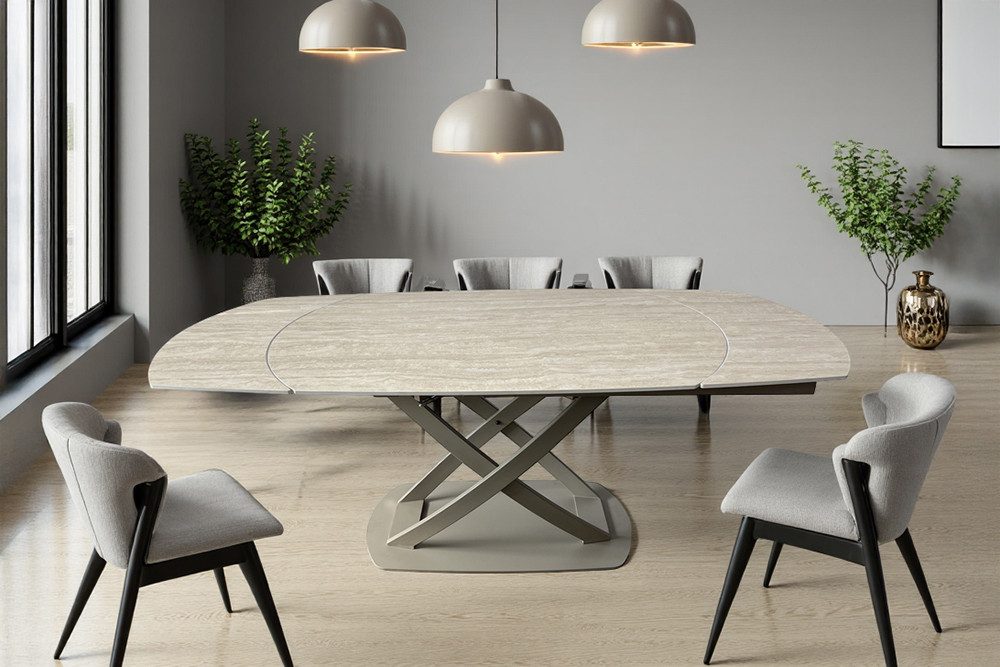 riess-ambiente Esstisch INCEPTION 130-190cm greige · ovaler günstig online kaufen