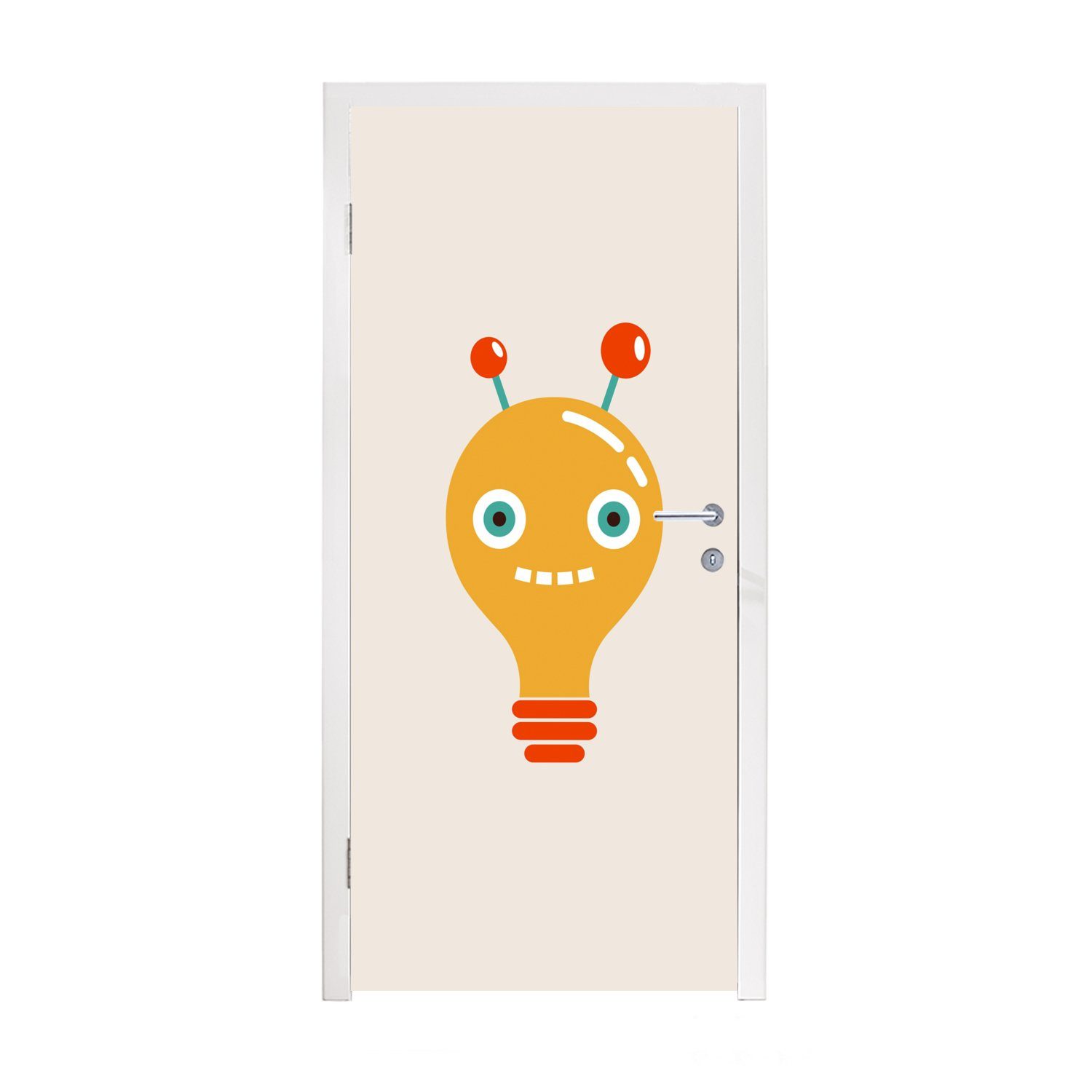 MuchoWow Türtapete Roboter - Glühbirne Fototapete Gesicht Matt, Türaufkleber, für Tür, Kinder, cm Antenne - - bedruckt, (1 - 75x205 St)