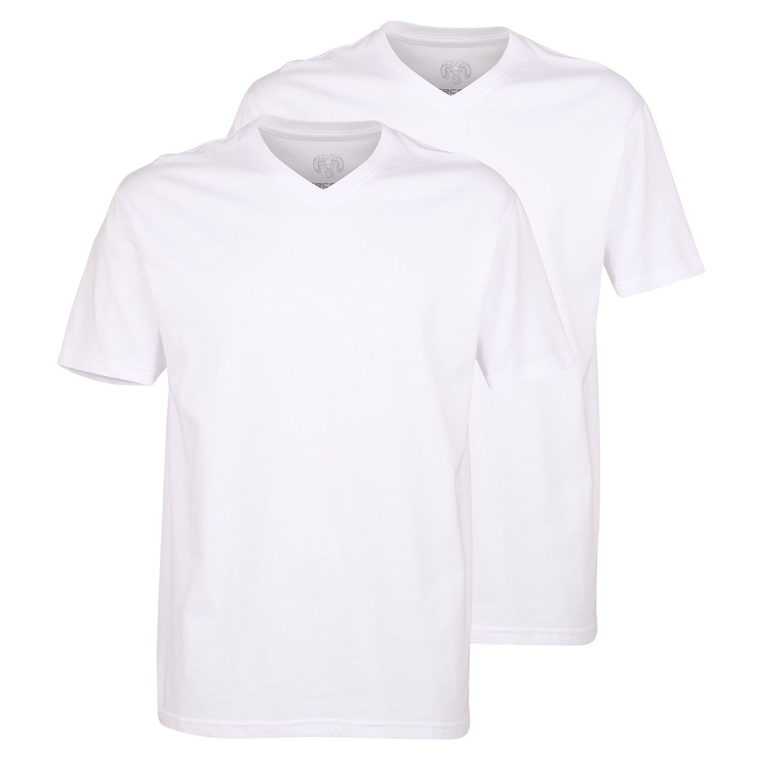2er kurzarm, CECEBA Baumwolle, Weiß T-Shirt Maverick Pack im (2-tlg) V-Ausschnitt,