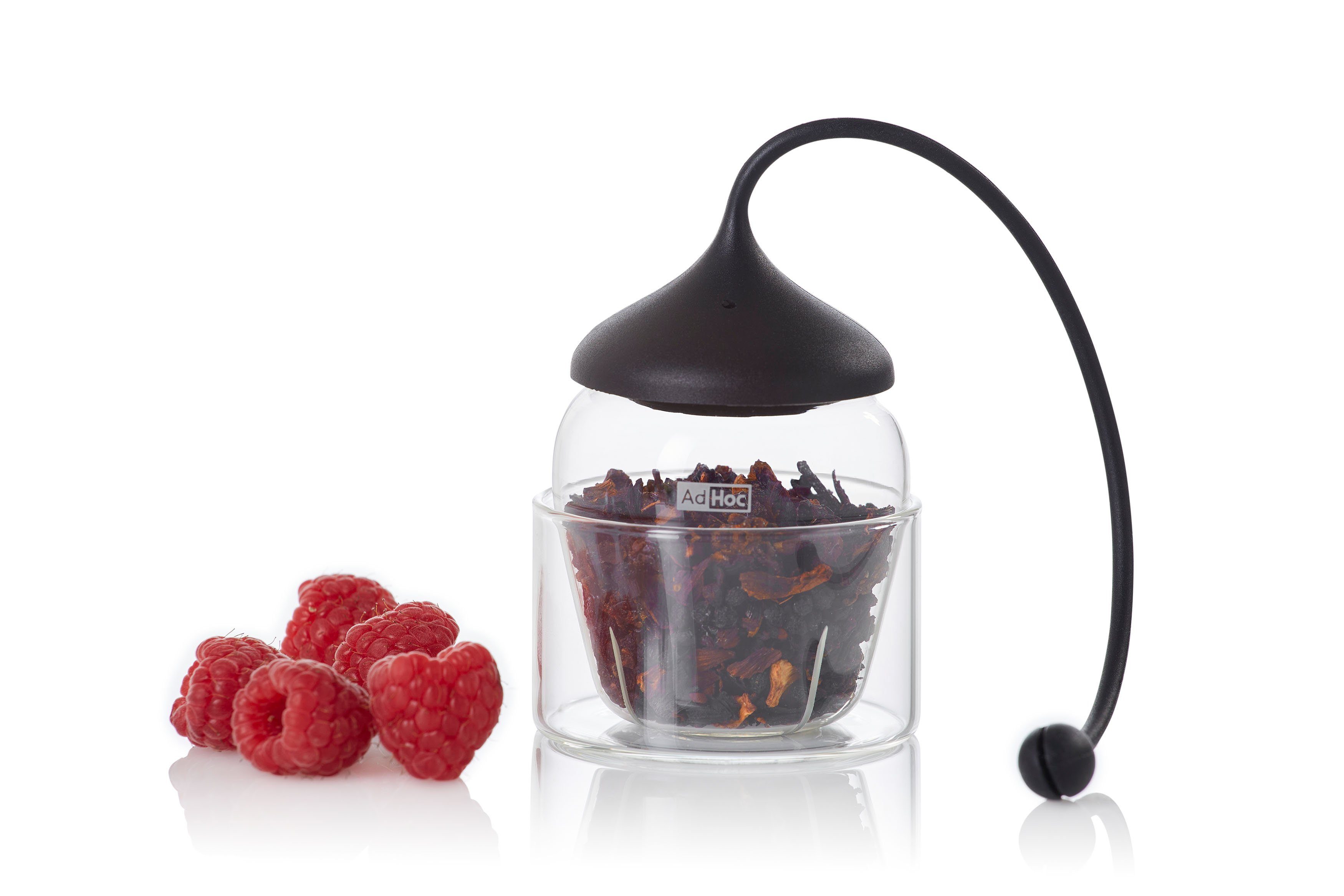 AdHoc Teesieb Glas-Teefilter Fusion, Glas, Silikon, (1-St), perfekt für großblättrige Teesorten oder Gewürze