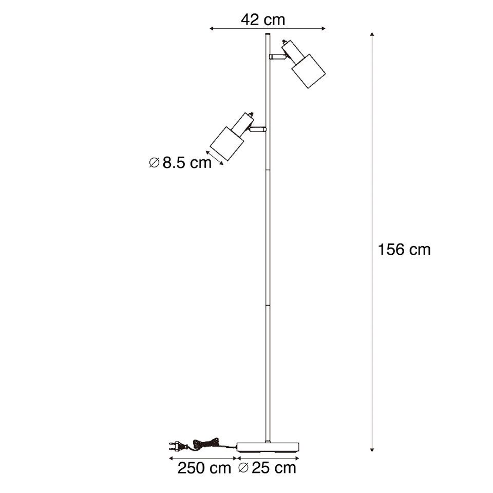 Qazqa Stehlampe Stijn, ohne Leuchtmittel, Warmweiß, QAZQA Stehlampe, e27, Grün, Metall, Modern