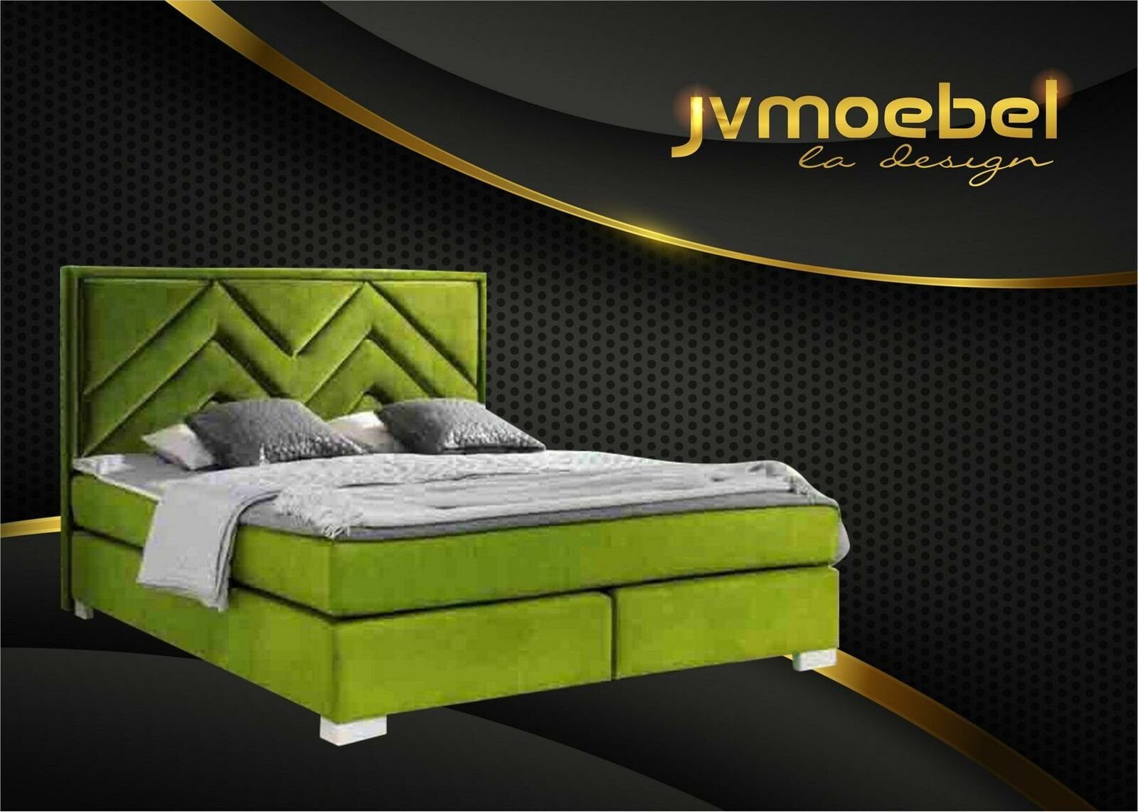 Betten Grün Textil Luxus Bett, JVmoebel Design Schlafzimmer Moderne 160x200 Bett