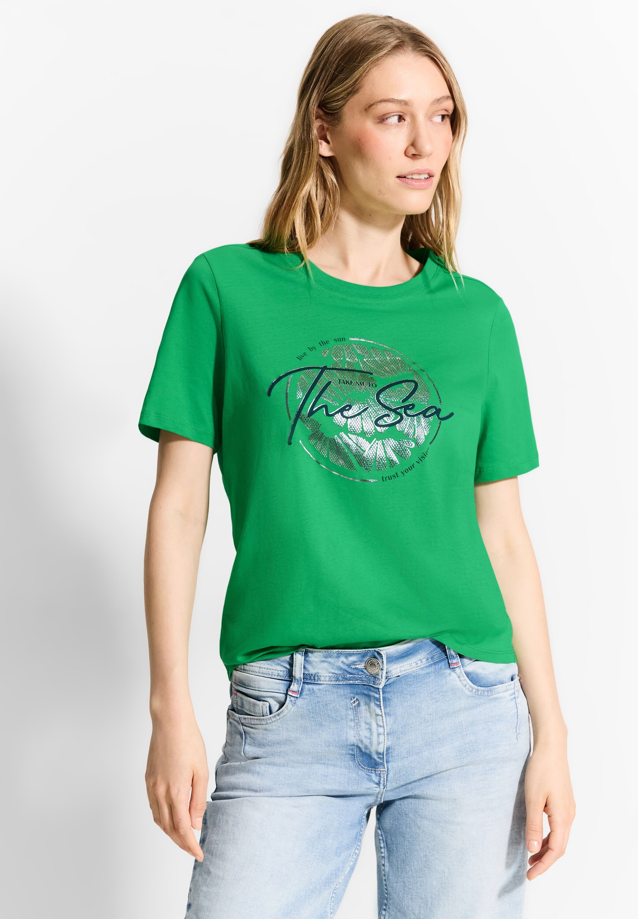 CECIL Rundhalsshirt aus reiner Baumwolle