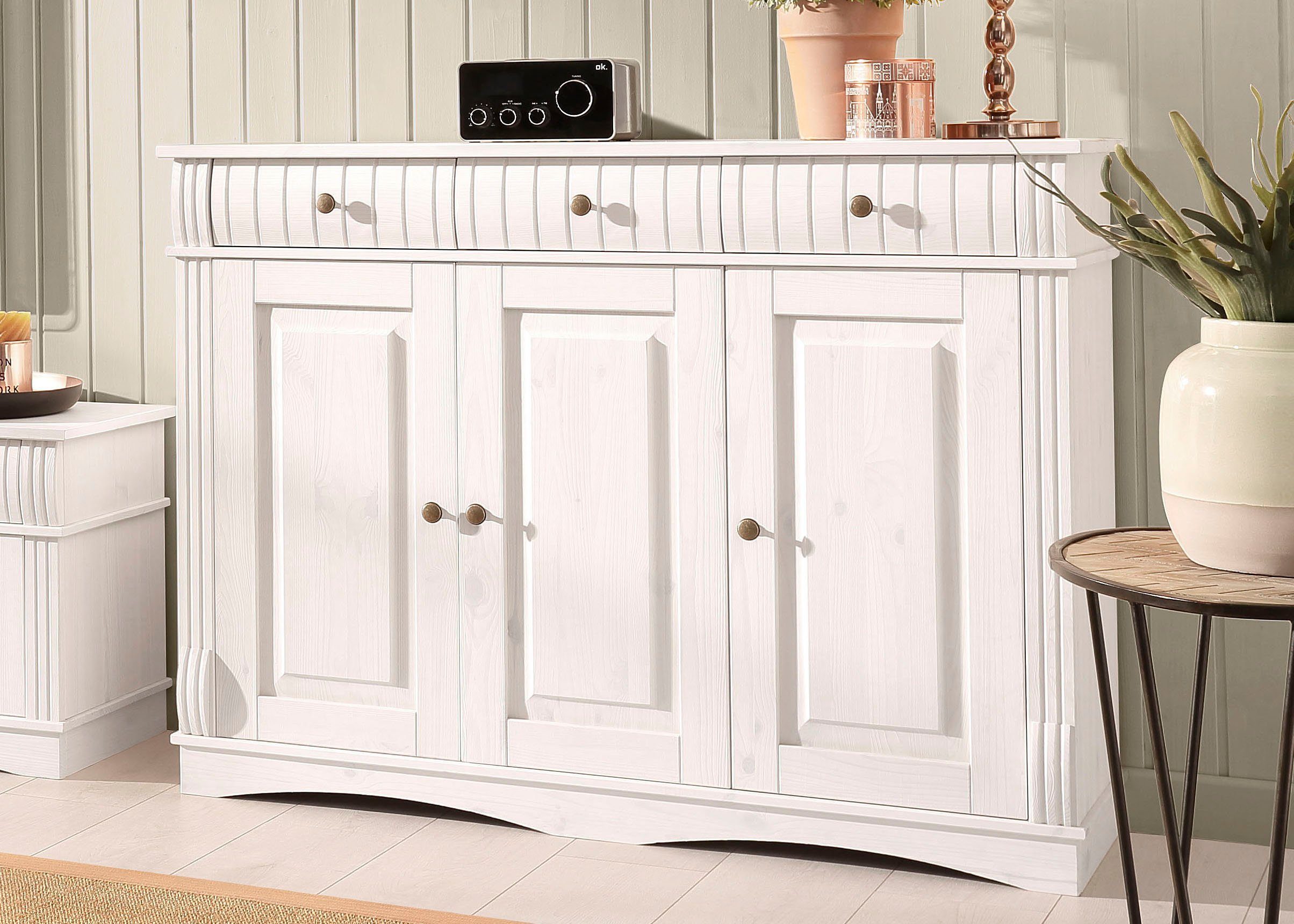 Home affaire Sideboard Teresa (Maße (B/T/H): 118/40/90 cm), Kommode, 3-türi günstig online kaufen
