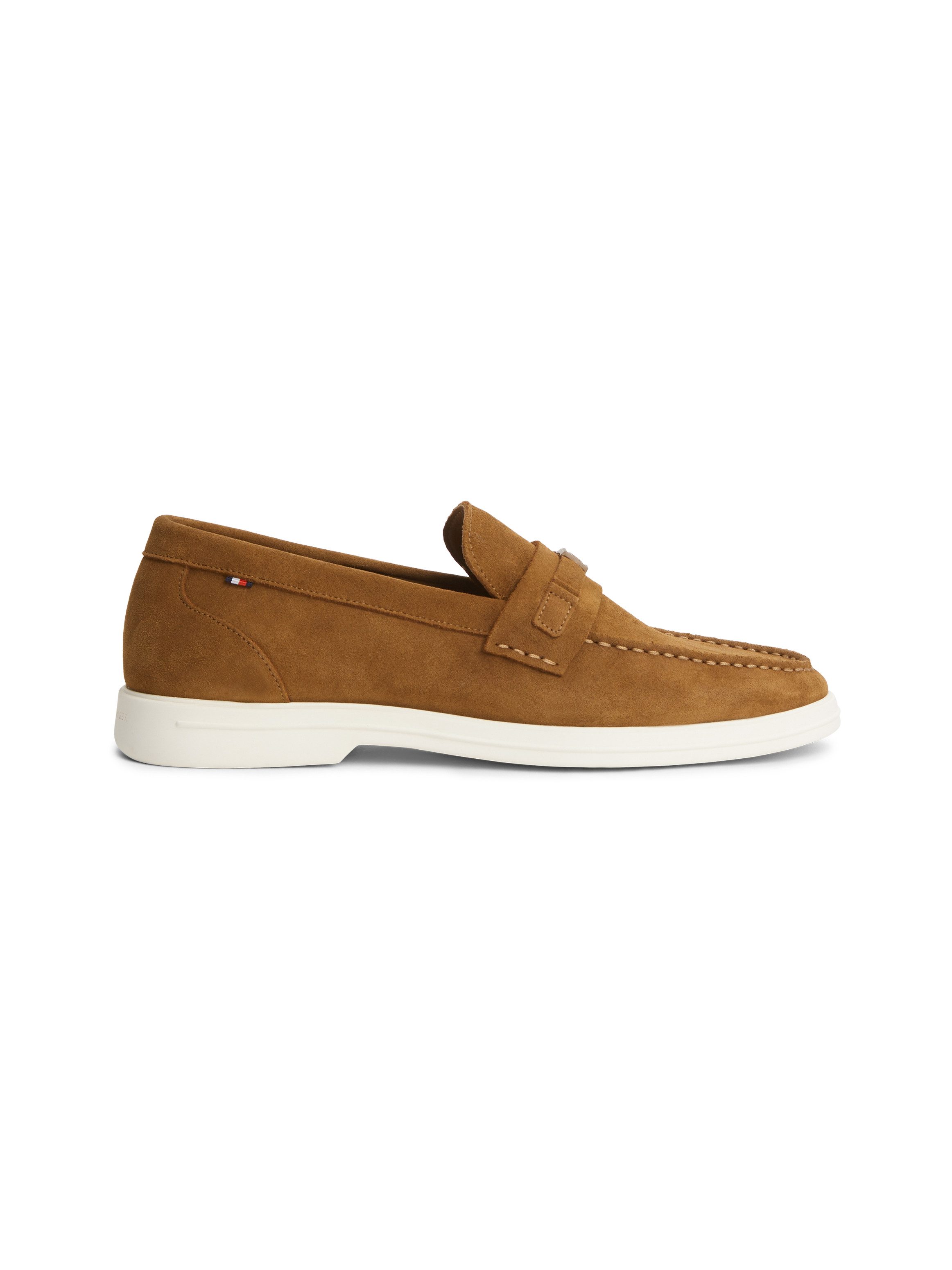 Tommy Hilfiger LIGHT SUEDE FLAG HARDWARE LOAFER Loafer Slipper, Schlupfschuh, mit modischem Zierriegel und Ziernähten – Bild 4 von 5