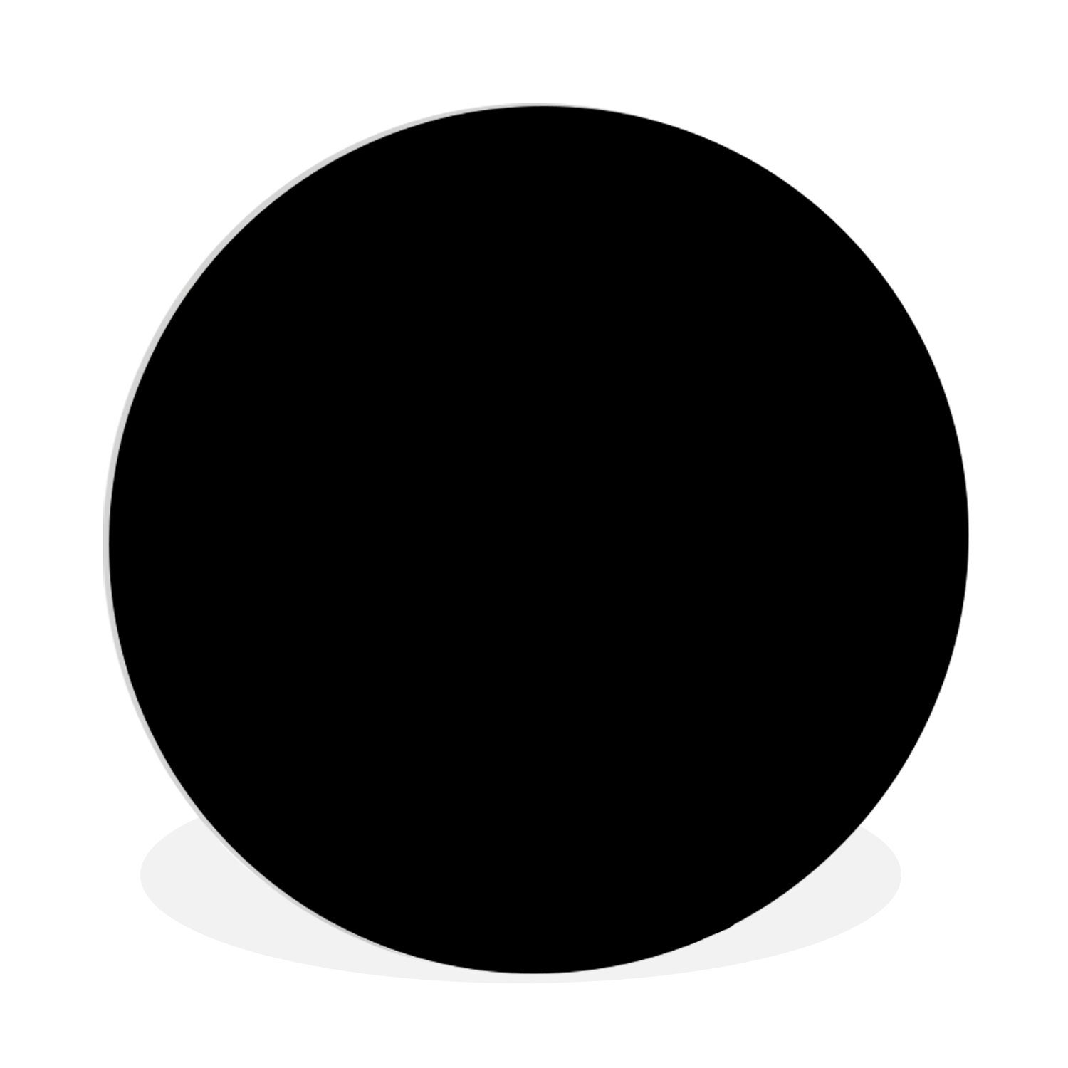 MuchoWow Gemälde Schwarz - Einfarbig, Fotodruck (1 St), Kreis Wanddekoration, Rundes Wandbild, 30x30 cm