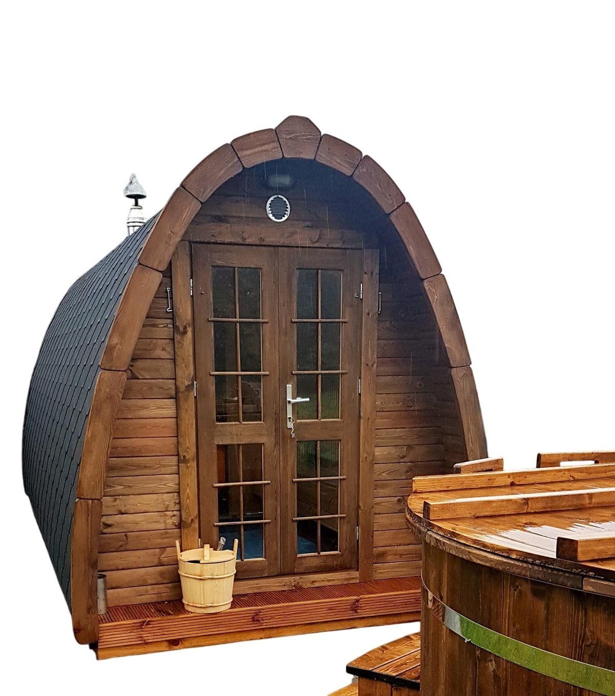 JVmoebel Saunahaus Finnische Gartensauna aus Holz mit Ofen - Transparente Außensauna, (1-St) Made in Europe