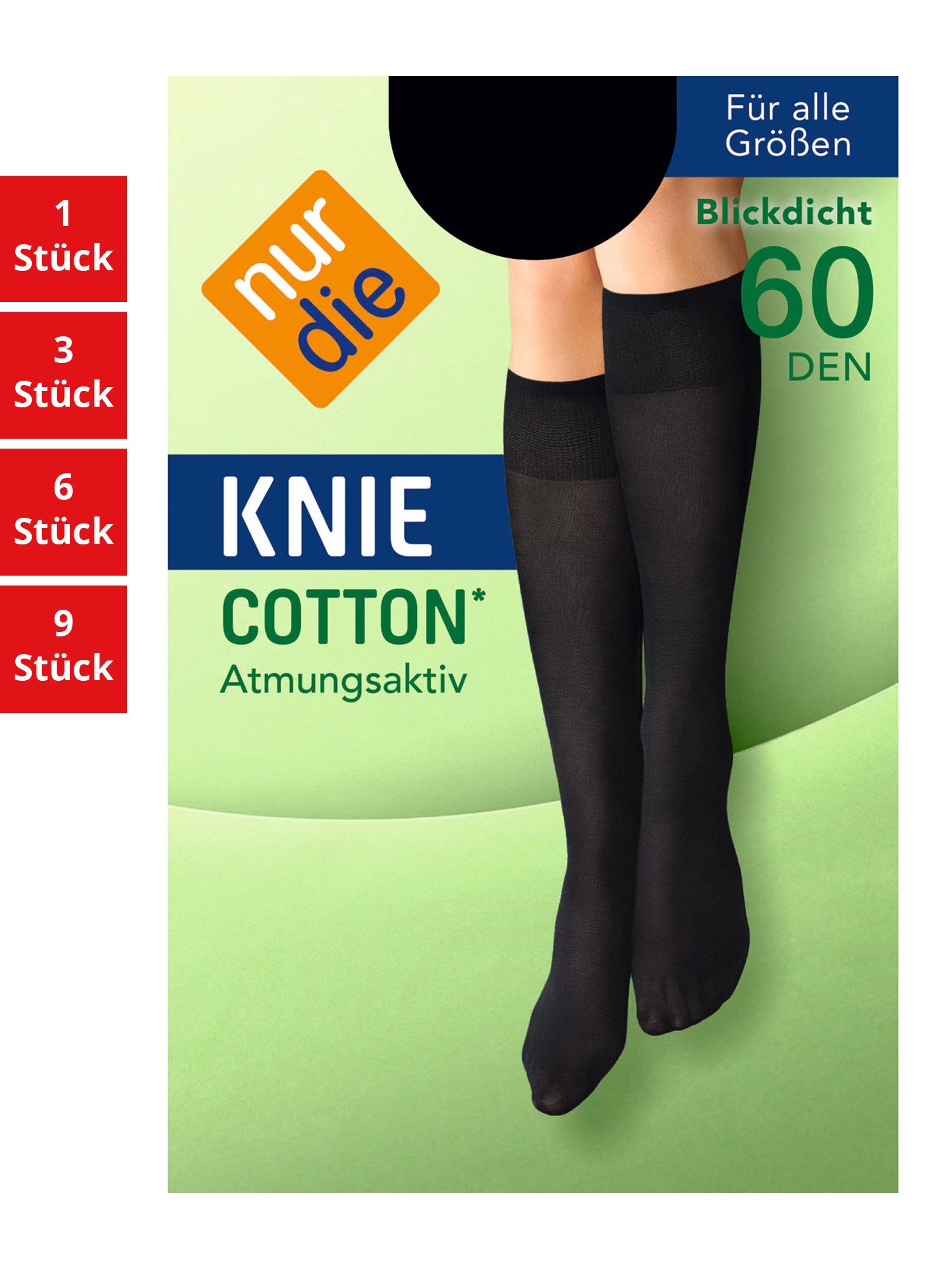 Nur Die Гольфы Cotton 60 DEN Damen (1er/3er/6er/9er Pack, 1-Paar) Knie-strümpfe thermo-socken overknee